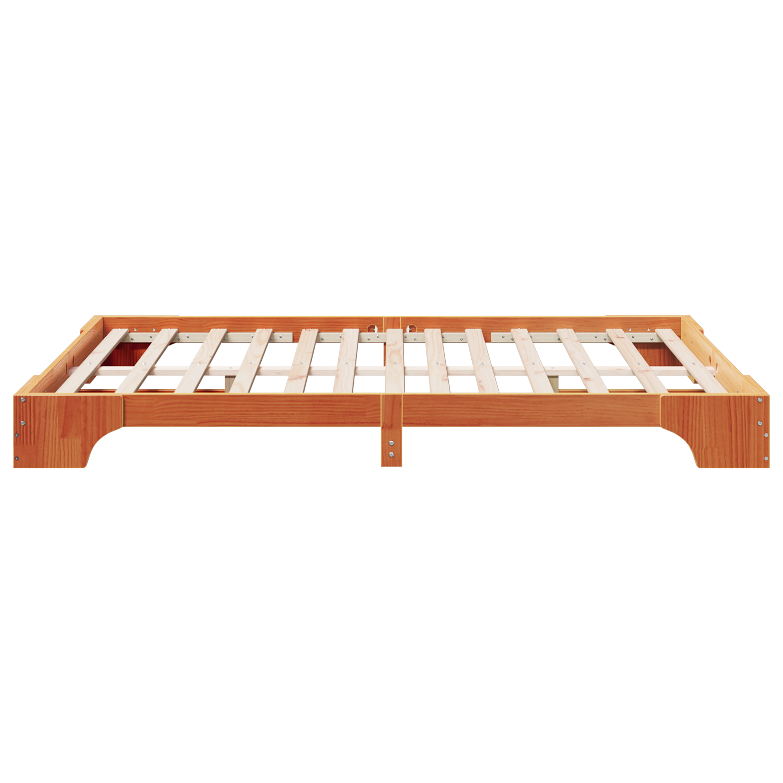 Bed Frame Wax brown Solid Pine wood 140 x 200 cm Bed Frame - Image 7