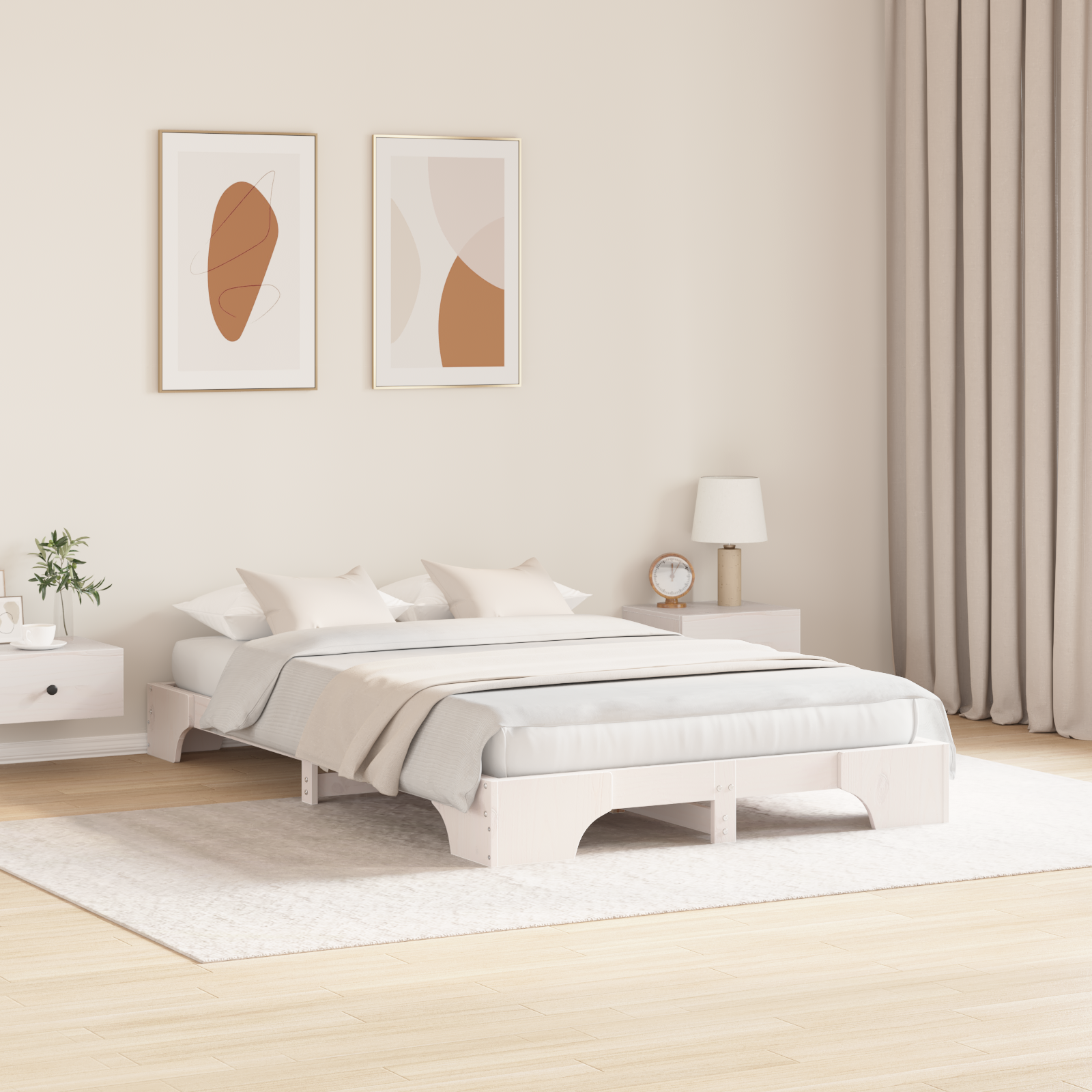 Lovos rėmas Baltas Mediena 140 x 190 cm Lovos rėmas - Image 5