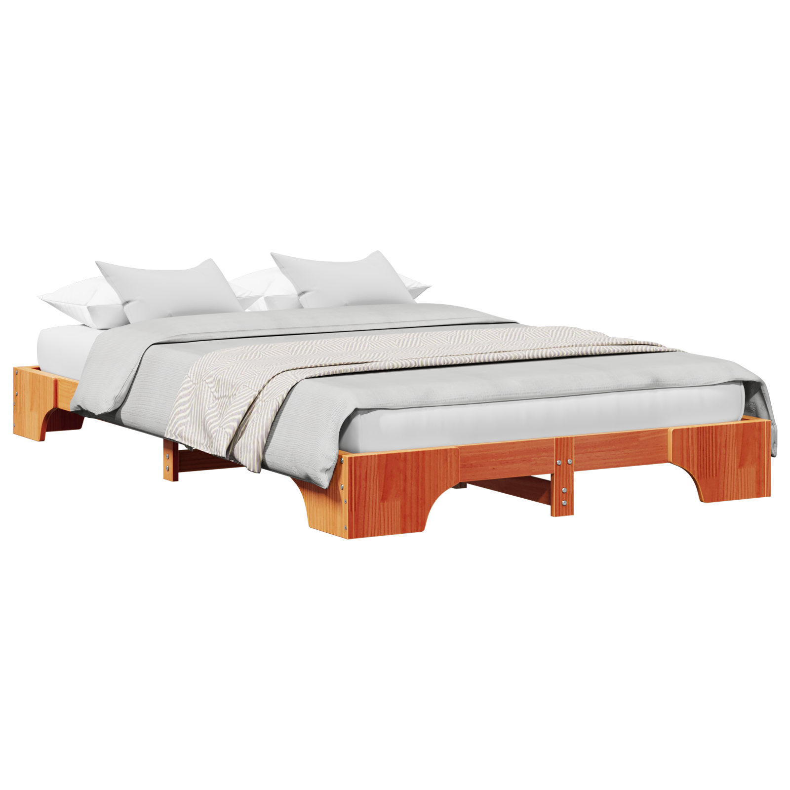 Bed Frame Wax Brown Solid Pine Wood 140 x 190 cm Durable - Image 2