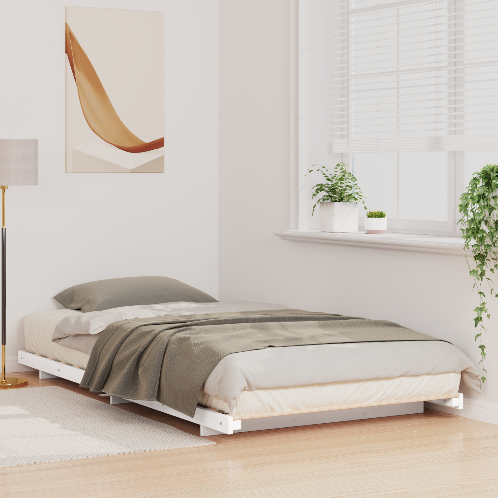 Bedframe Wit 100 x 200 cm Massief grenenhout