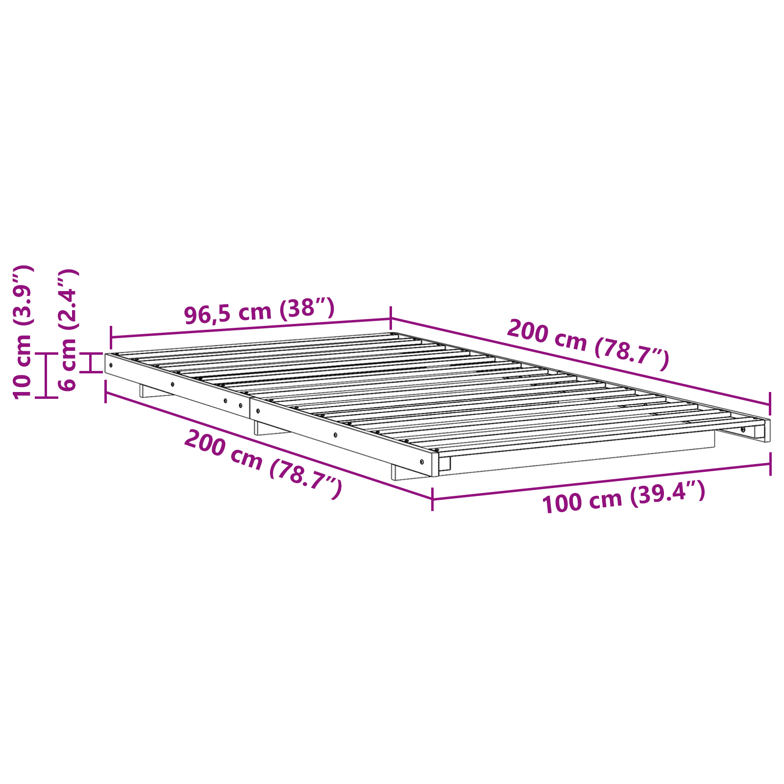 Bedframe Wit 100 x 200 cm Massief grenenhout