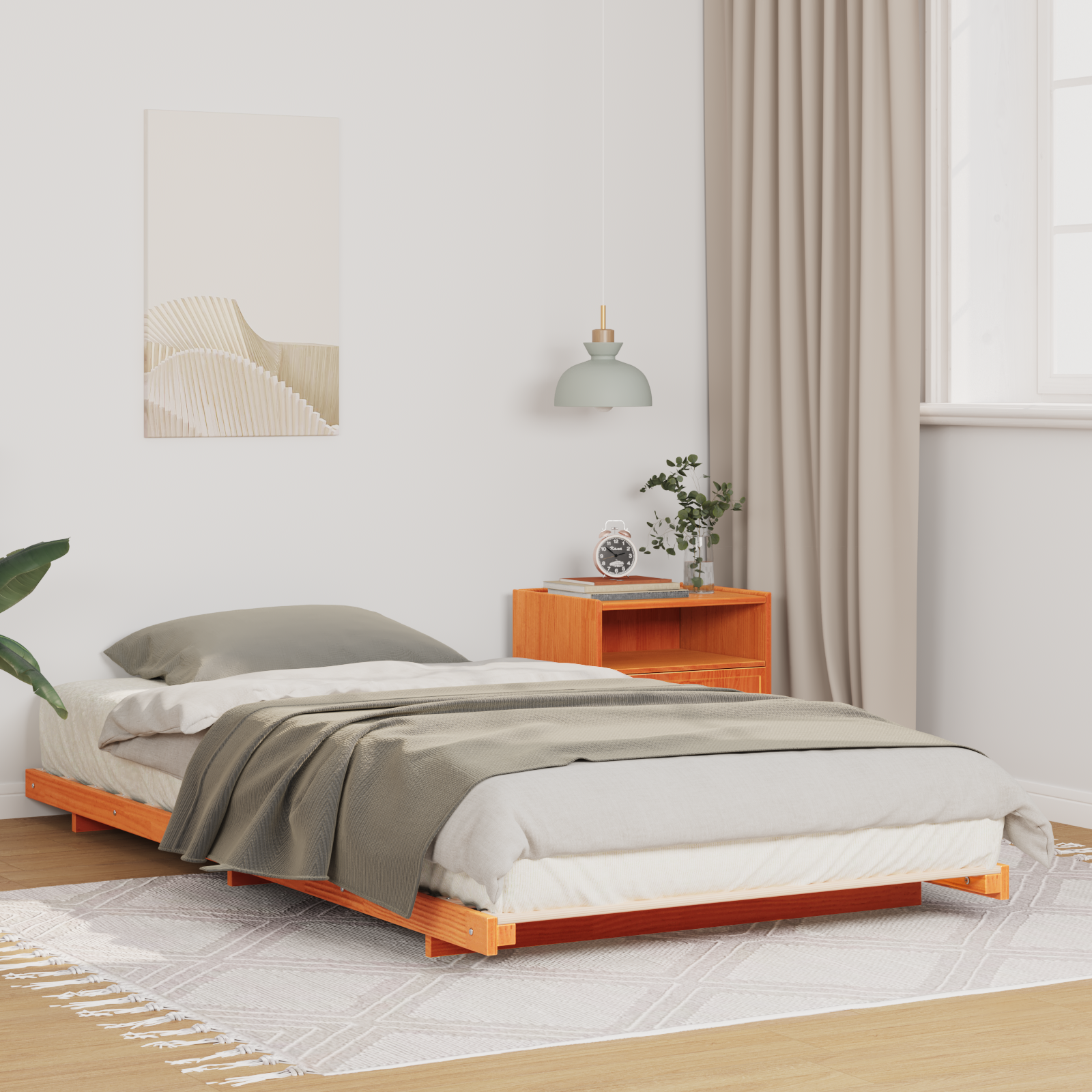 Bedframe Wasbruin 100 x 200 cm Massief grenenhout