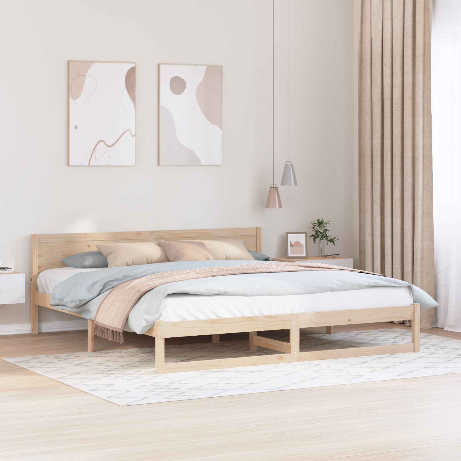 Bed Frame Natuurlijk Massief Grenenhout 200 x 200 cm
