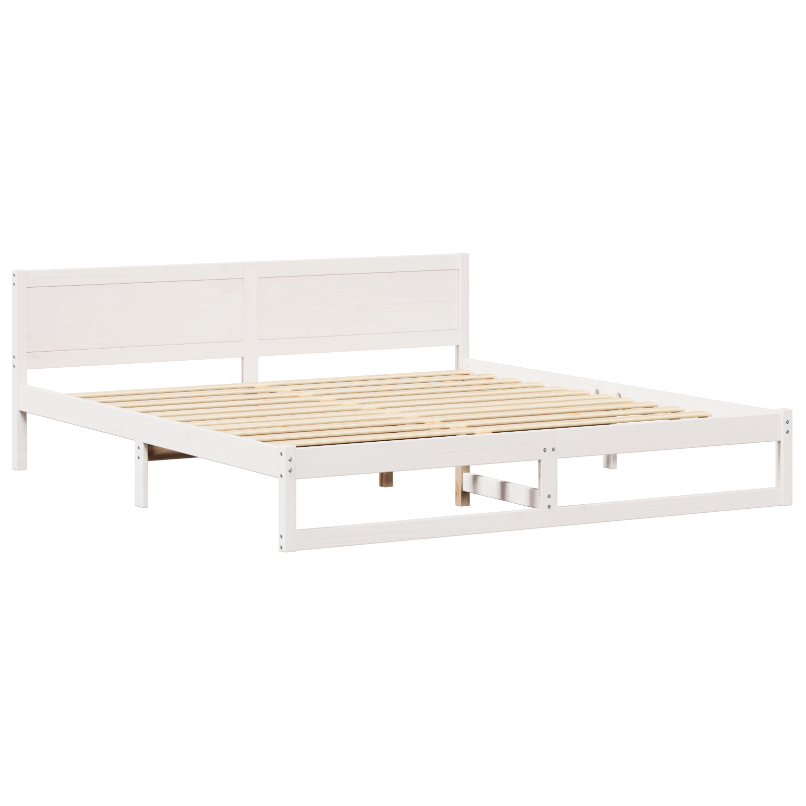 Bed Frame White Wood 200 x 200 cm Durable Minimalist Bed Frame - Image 3