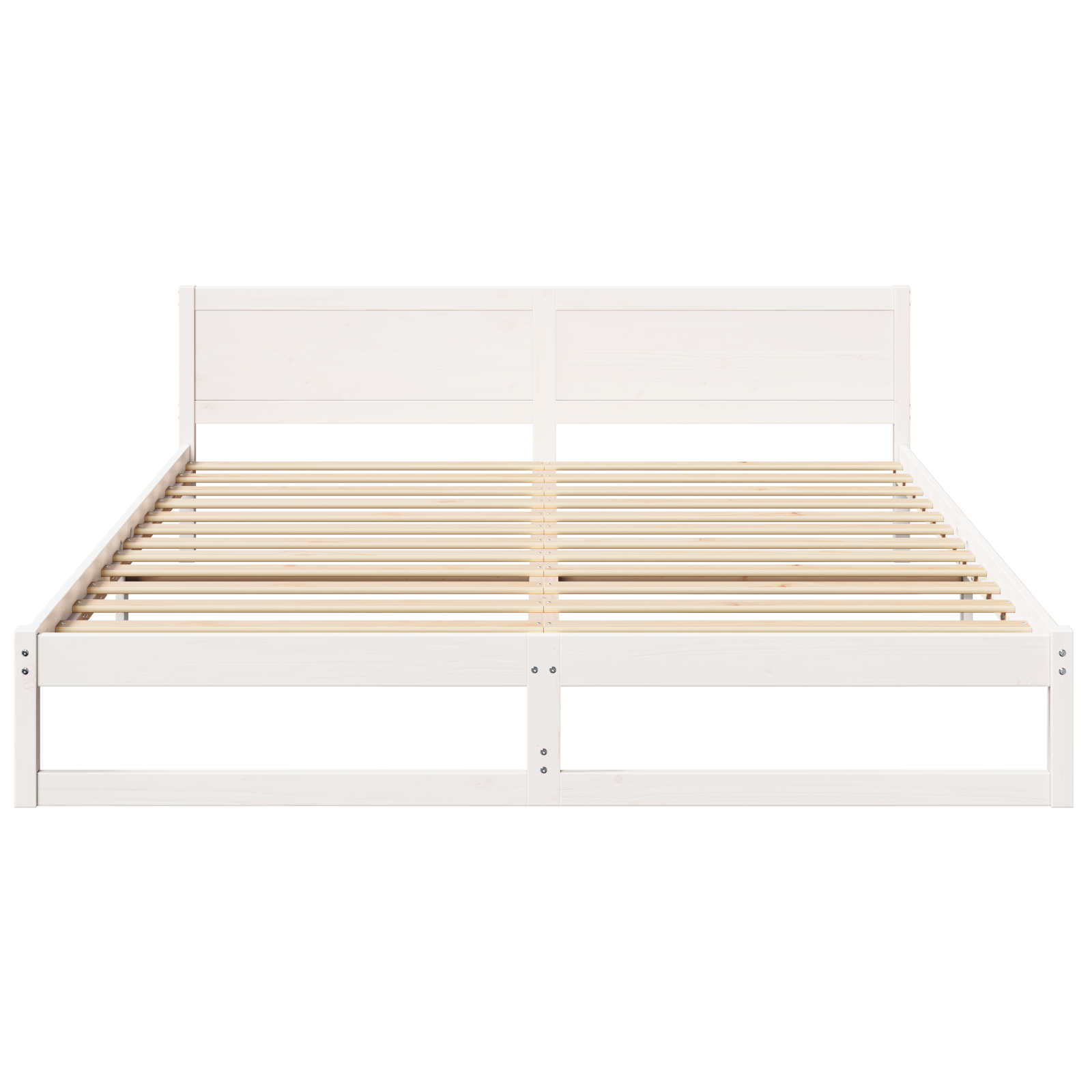 Bed Frame White Wood 200 x 200 cm Durable Minimalist Bed Frame - Image 6