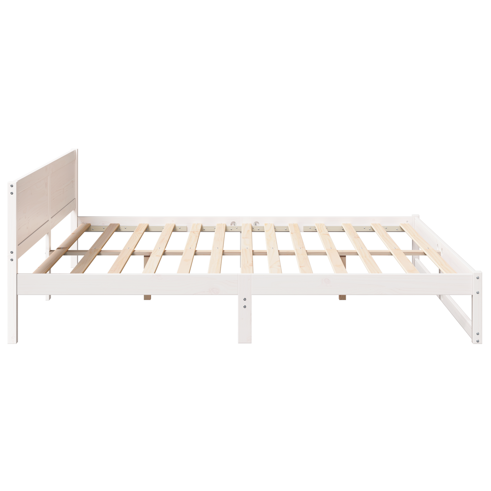 Bed Frame White Wood 200 x 200 cm Durable Minimalist Bed Frame - Image 7