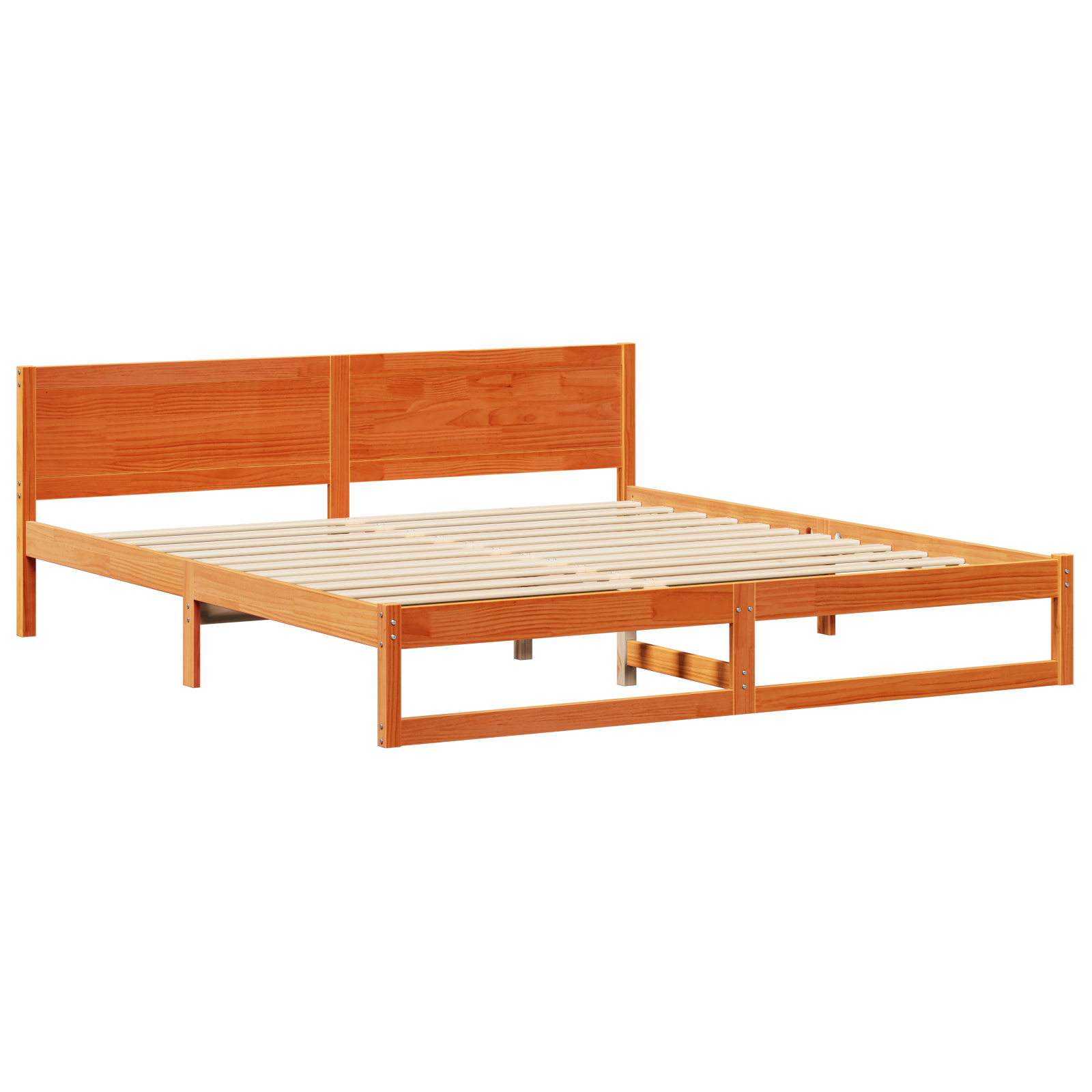 Bed Frame Wax brown Solid pine wood 200 x 200 cm Durable - Image 3