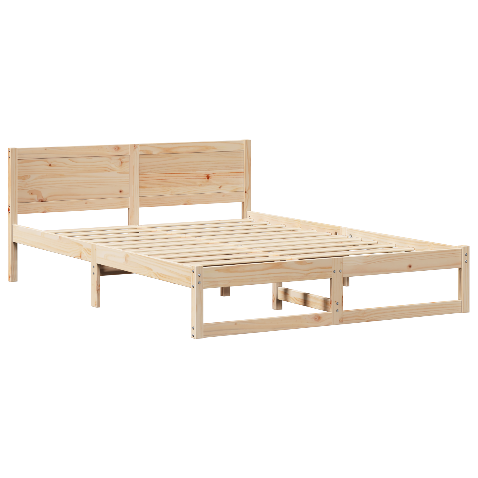 Bed Frame Natural Wood Solid Pine Wood 160 x 200 cm Durable - Image 3