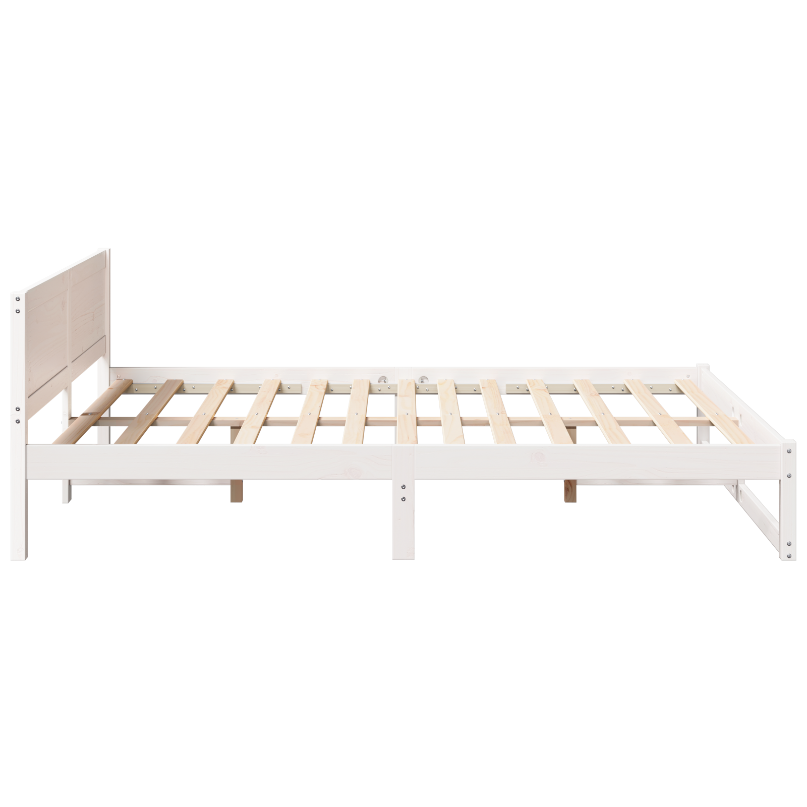 Bed Frame White Solid wood 150 x 200 cm Durable Bed Frame - Image 7
