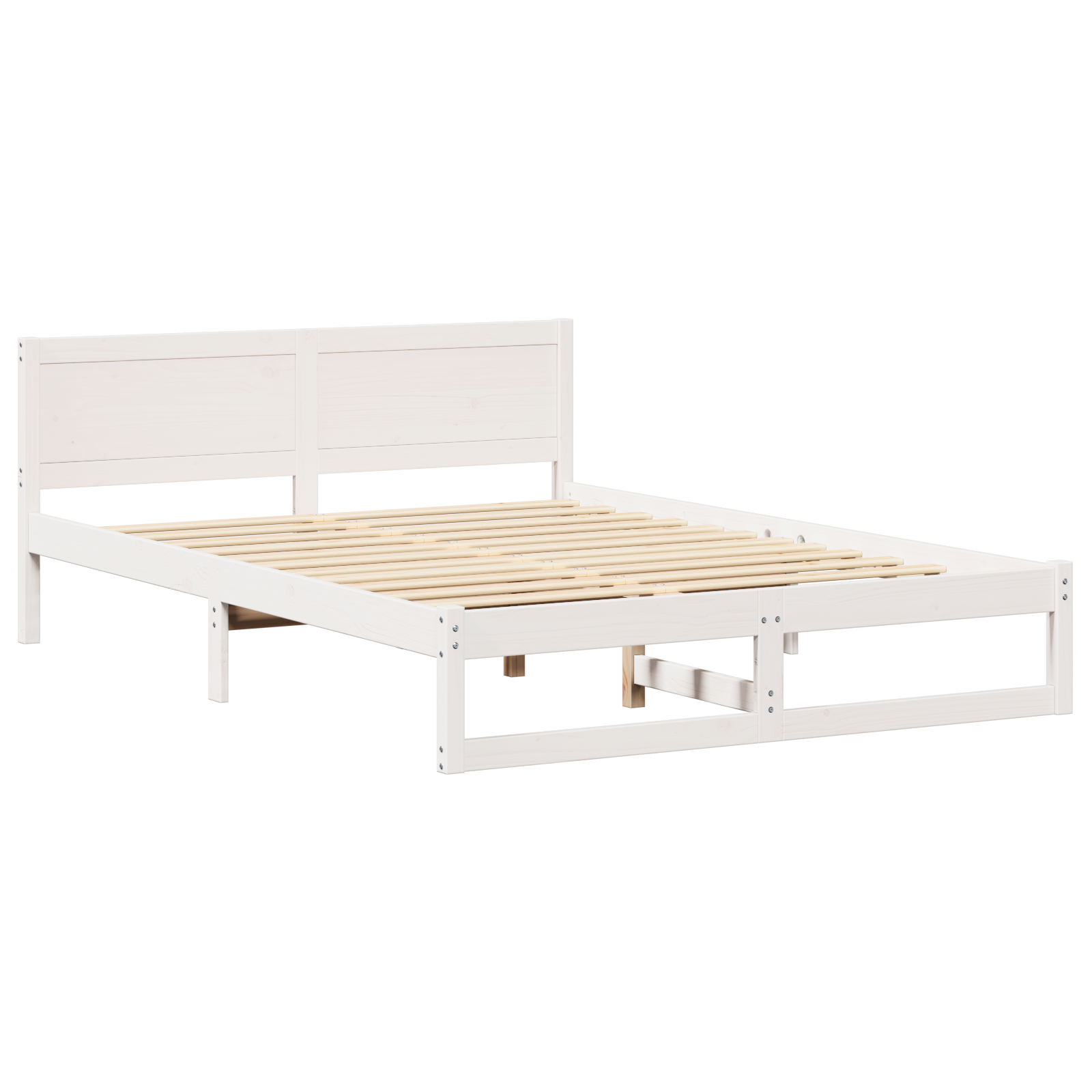 Bed Frame White Solid pine wood 140 x 200 cm Bed Frame - Image 3