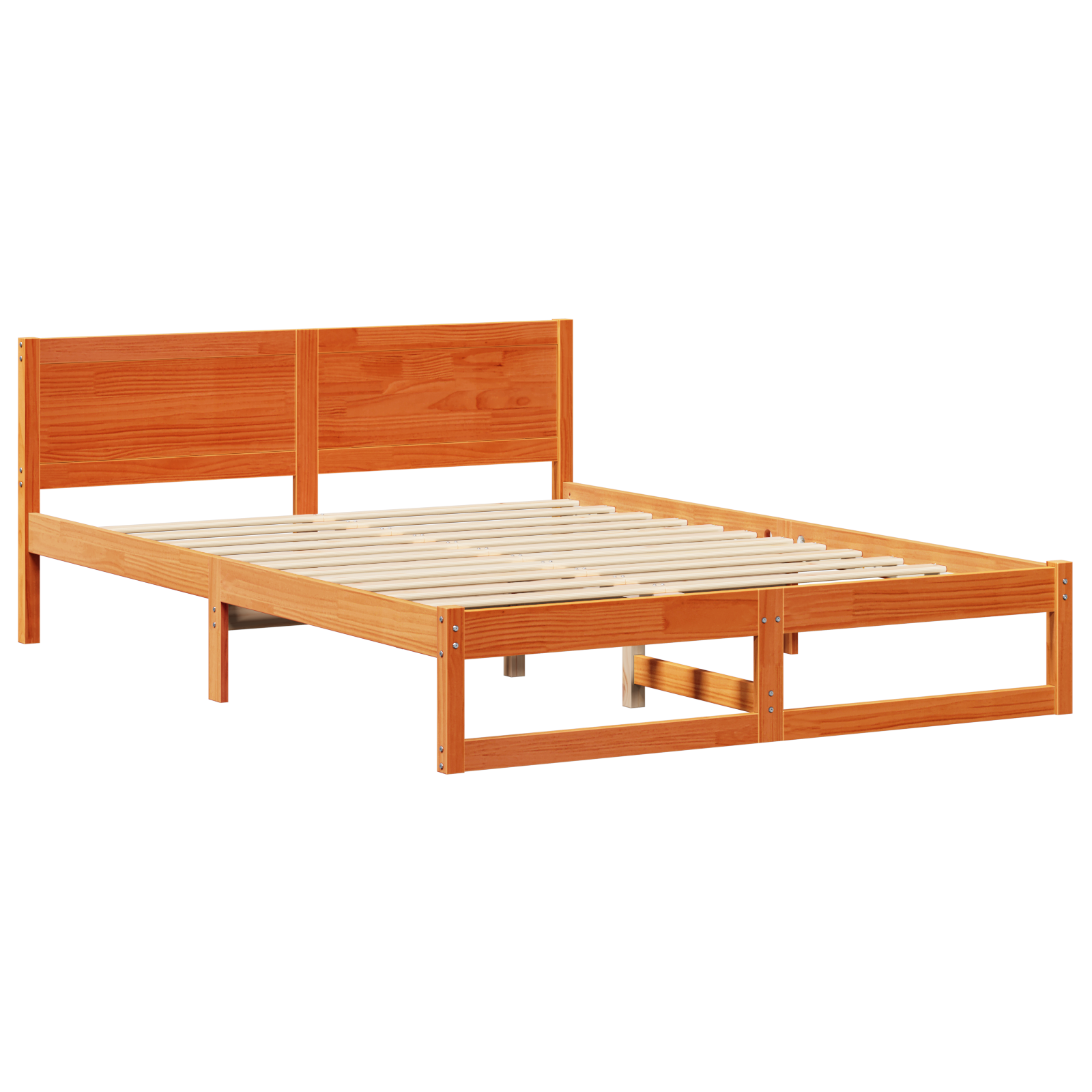 Bed Frame Wax brown Wood 140 x 200 cm Simple Bed Frame - Image 3