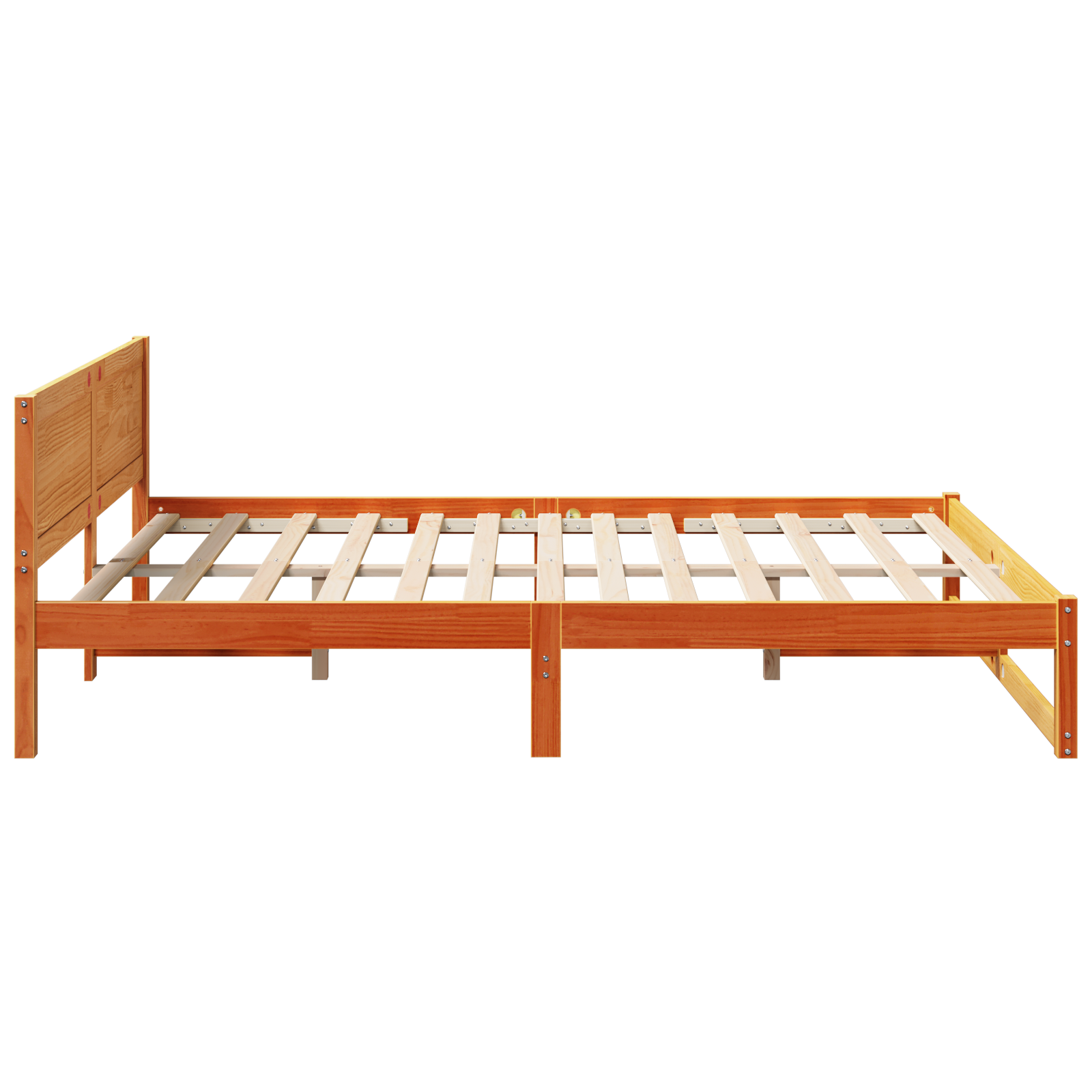 Bed Frame Wax brown Wood 140 x 200 cm Simple Bed Frame - Image 7