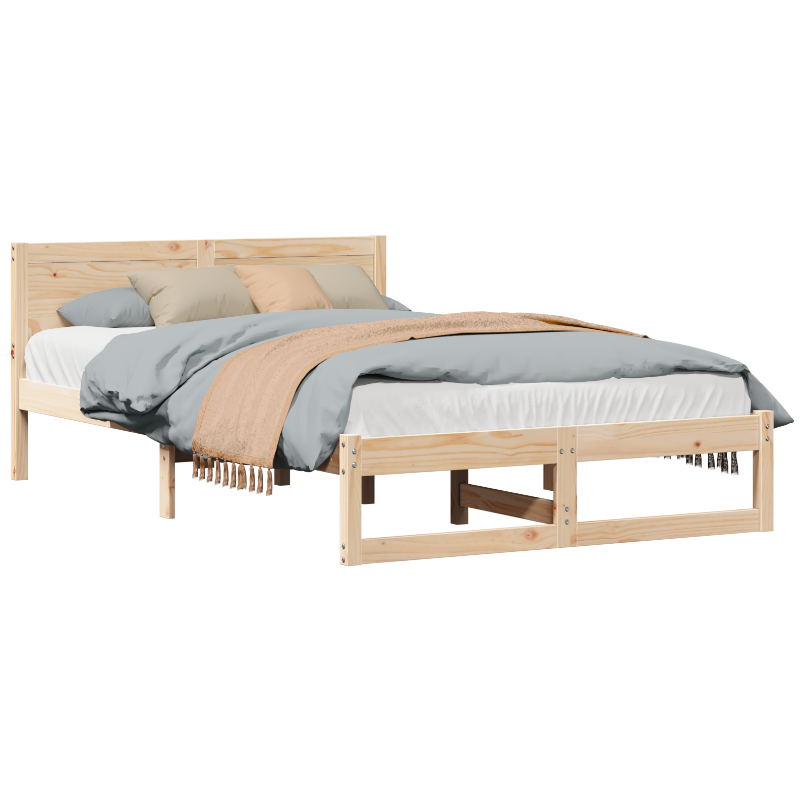 Bed Frame Natural Solid Pine wood 120 x 200 cm Lightweight - Image 2