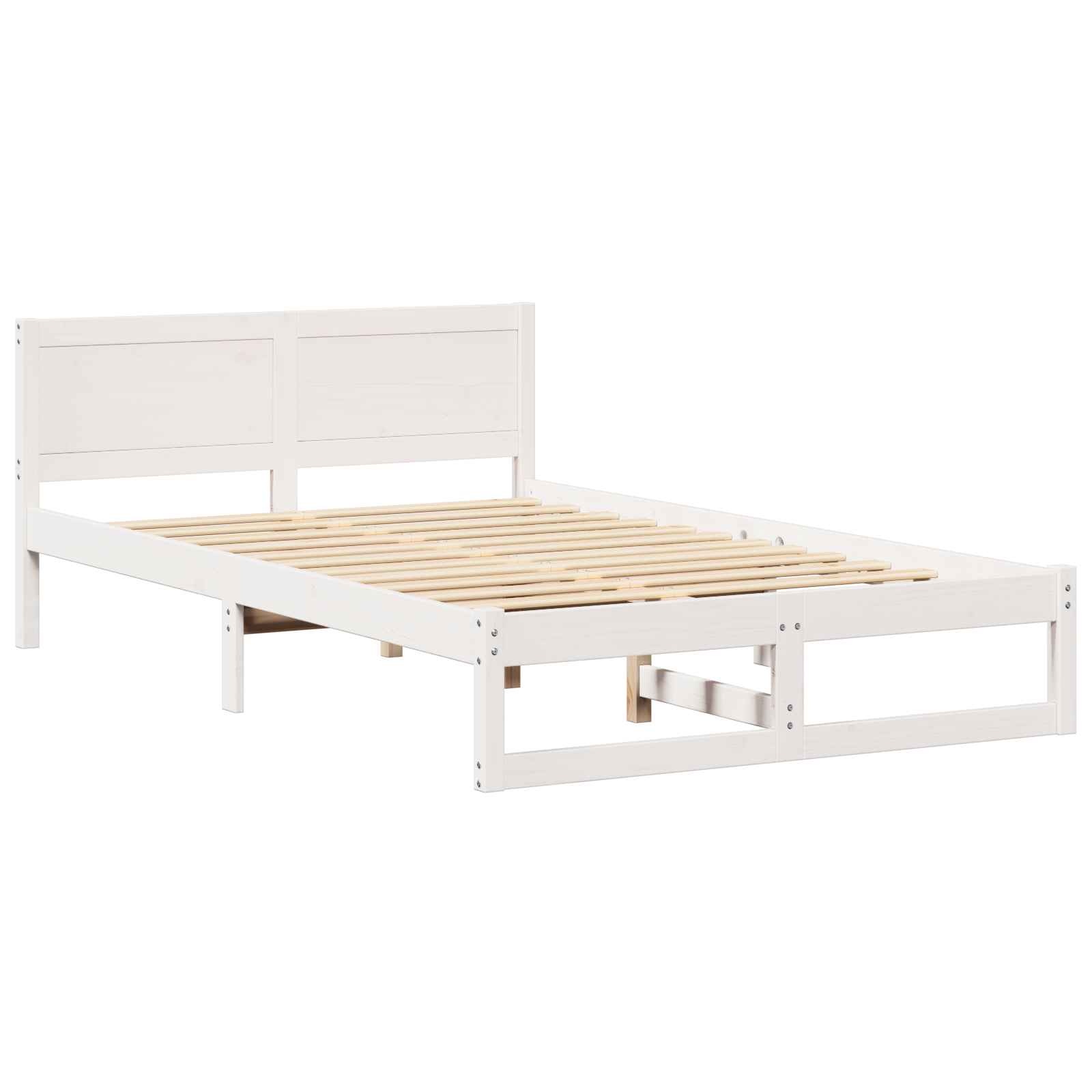 Bed Frame White Wood 120 x 200 cm Durable Minimalist Bed Frame - Image 3