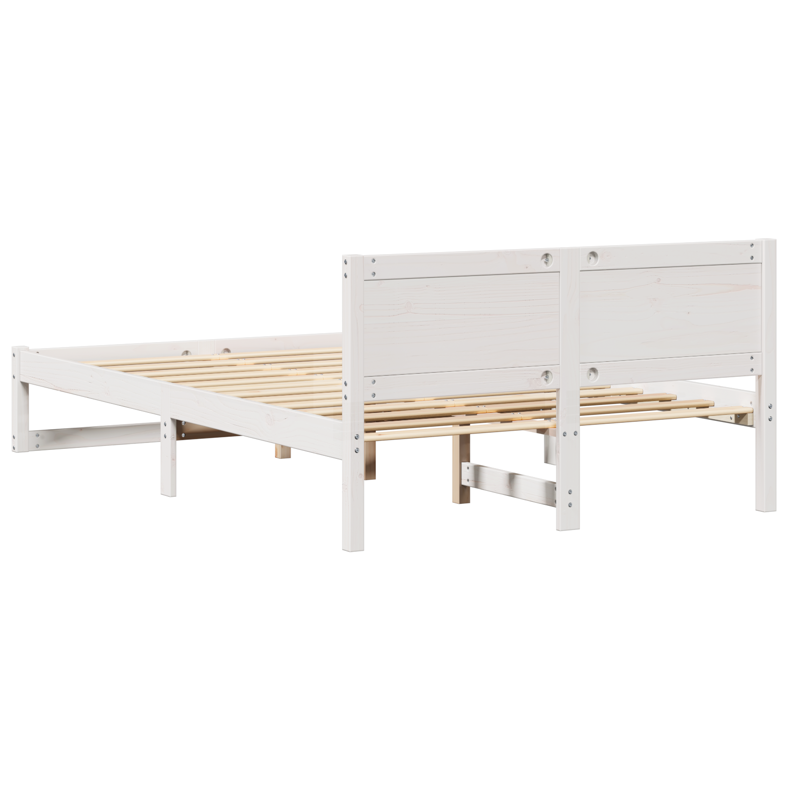 Bed Frame White Wood 120 x 200 cm Durable Minimalist Bed Frame - Image 8