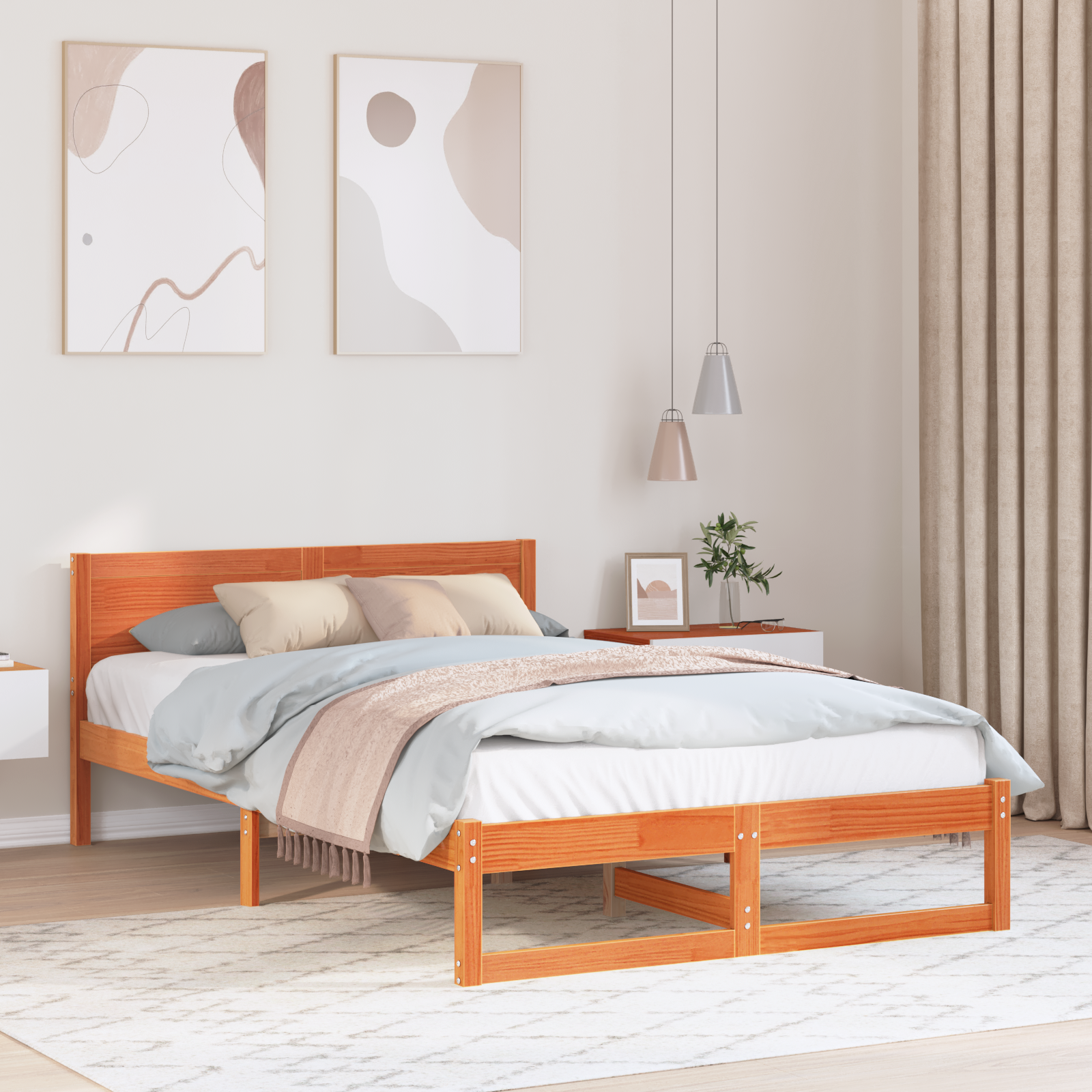 Bedframe met Hoofdbord Wengé Bruin 120×200 cm Massief Hout