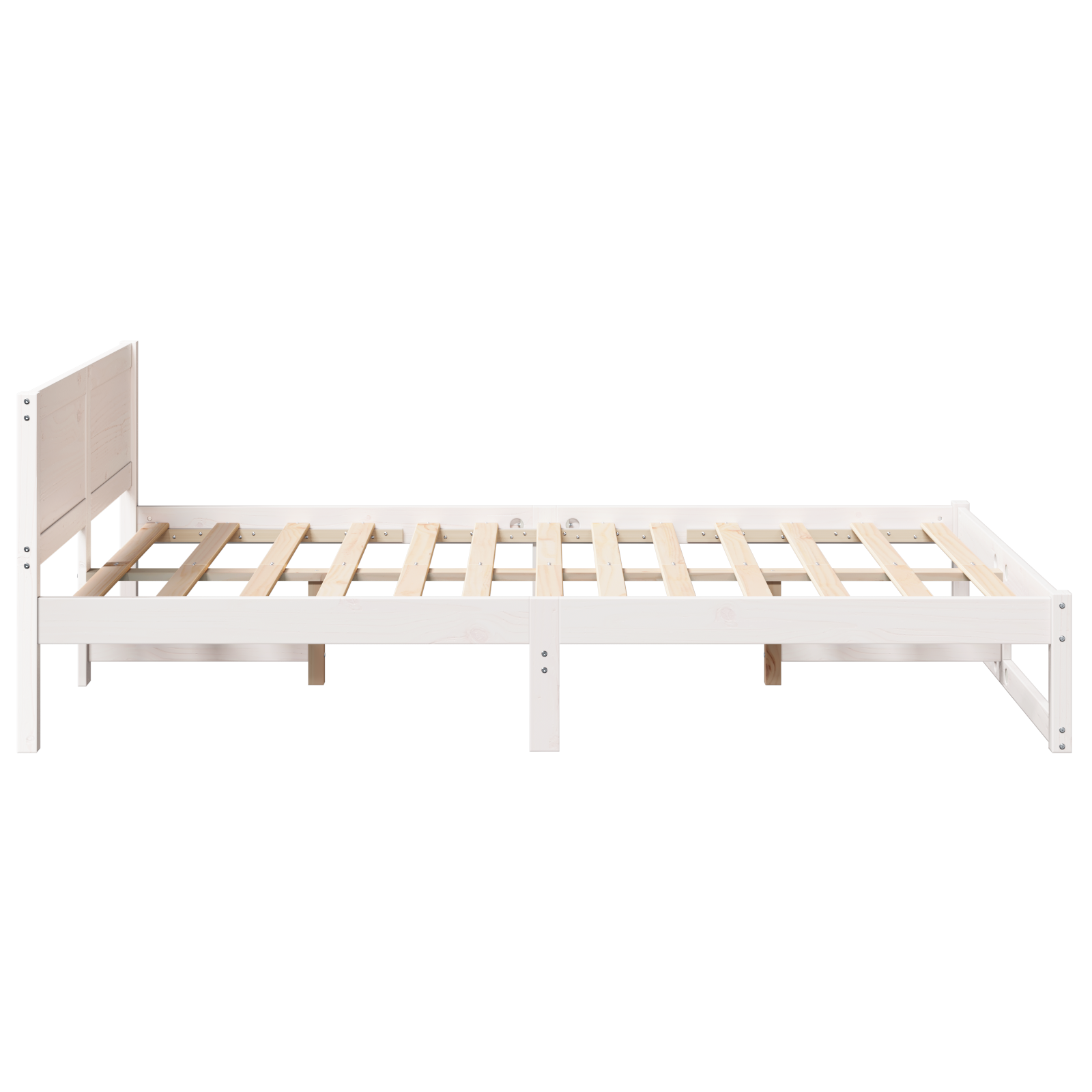 Bed Frame White Solid Pine wood 140 x 190 cm Durable Bed Frame - Image 7