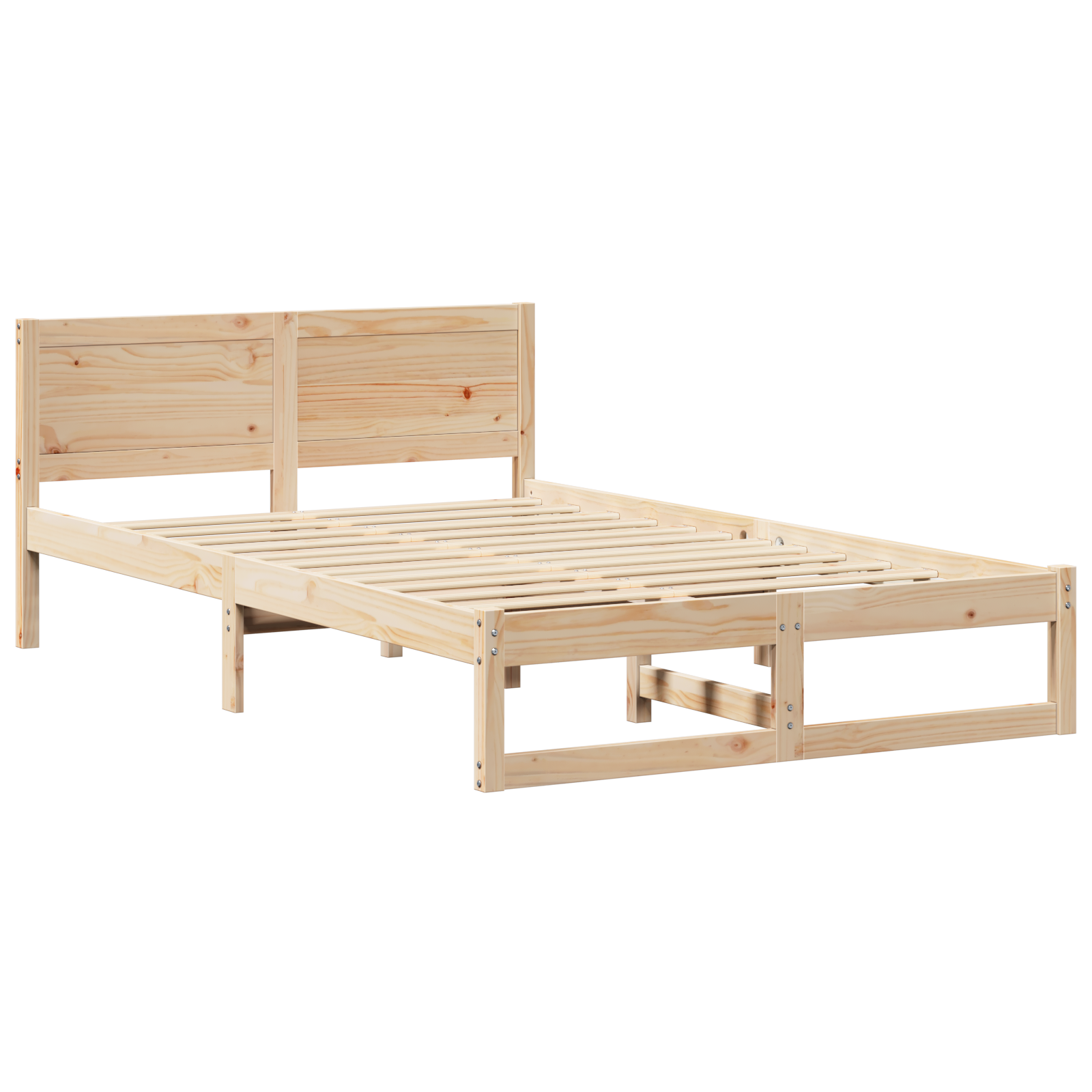 Bed Frame Natural Solid Pine wood 135 x 190 cm Durable - Image 3