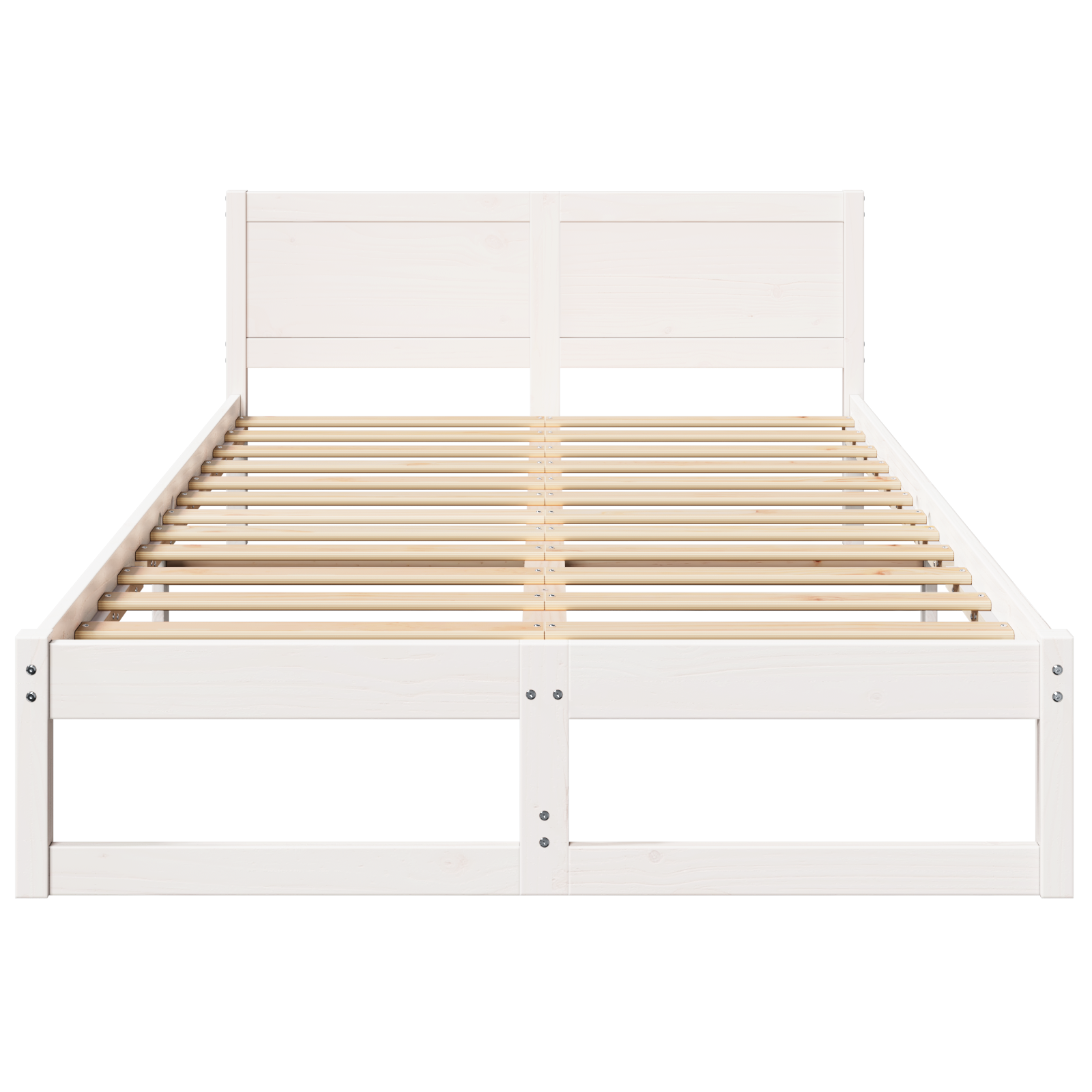 Bed Frame White Solid Pine wood 135 x 190 cm Minimalist Bed Frame - Image 6