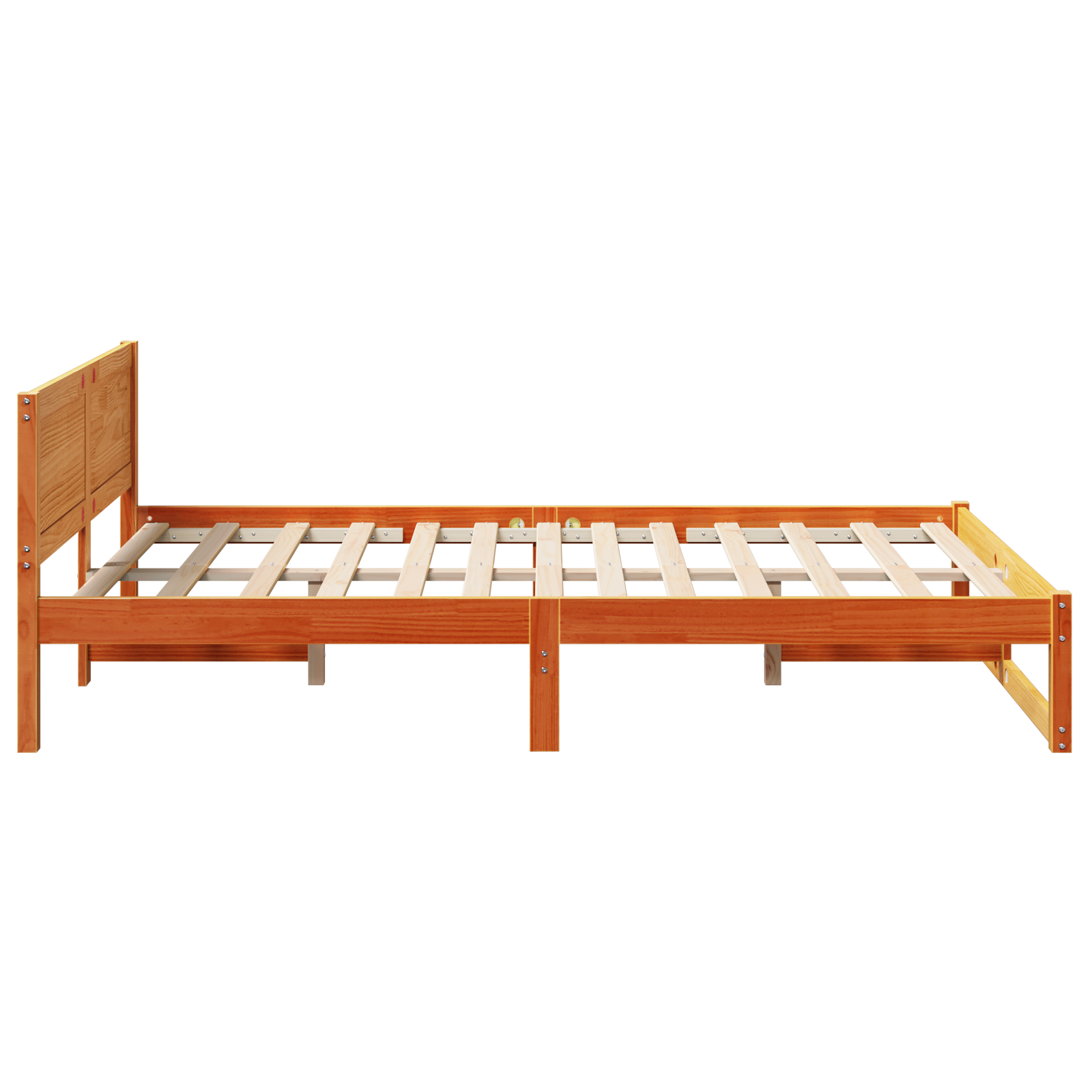 Bed Frame Wax brown Solid wood 120 x 190 cm Bed Frame - Image 7