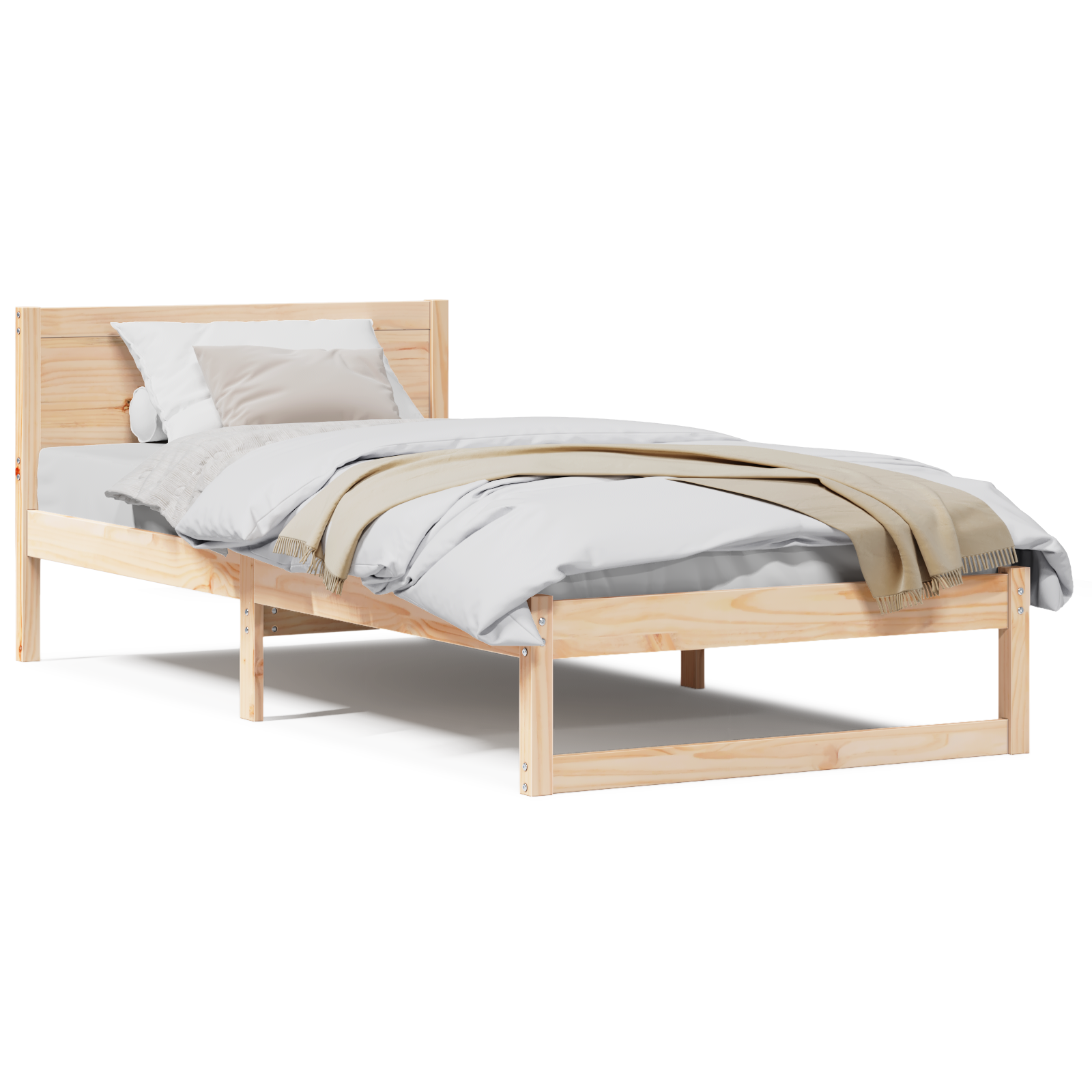 Bed Frame Natural Solid pine wood 90 x 200 cm Durable - Image 4
