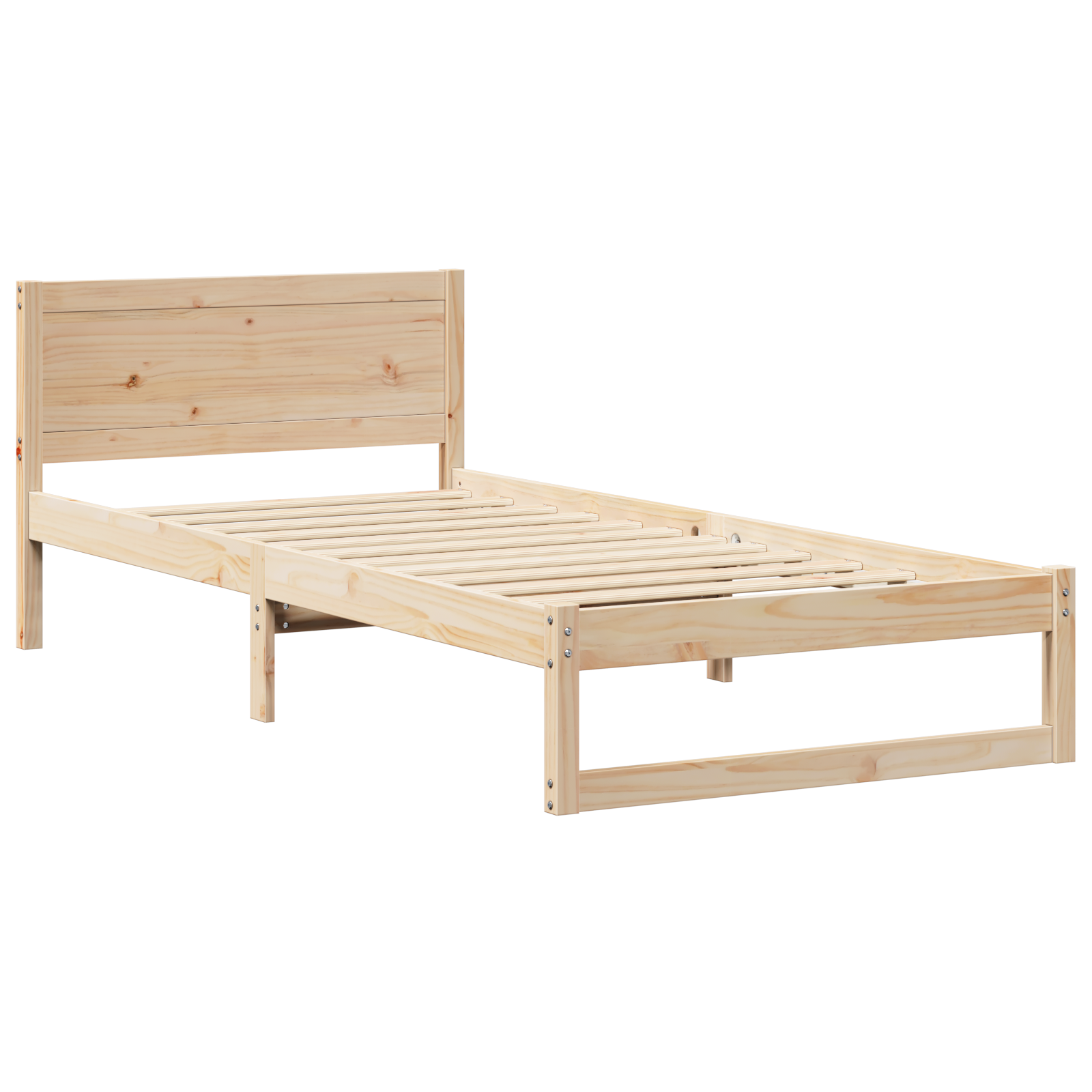 Bed Frame Natural Solid pine wood 90 x 200 cm Durable - Image 3