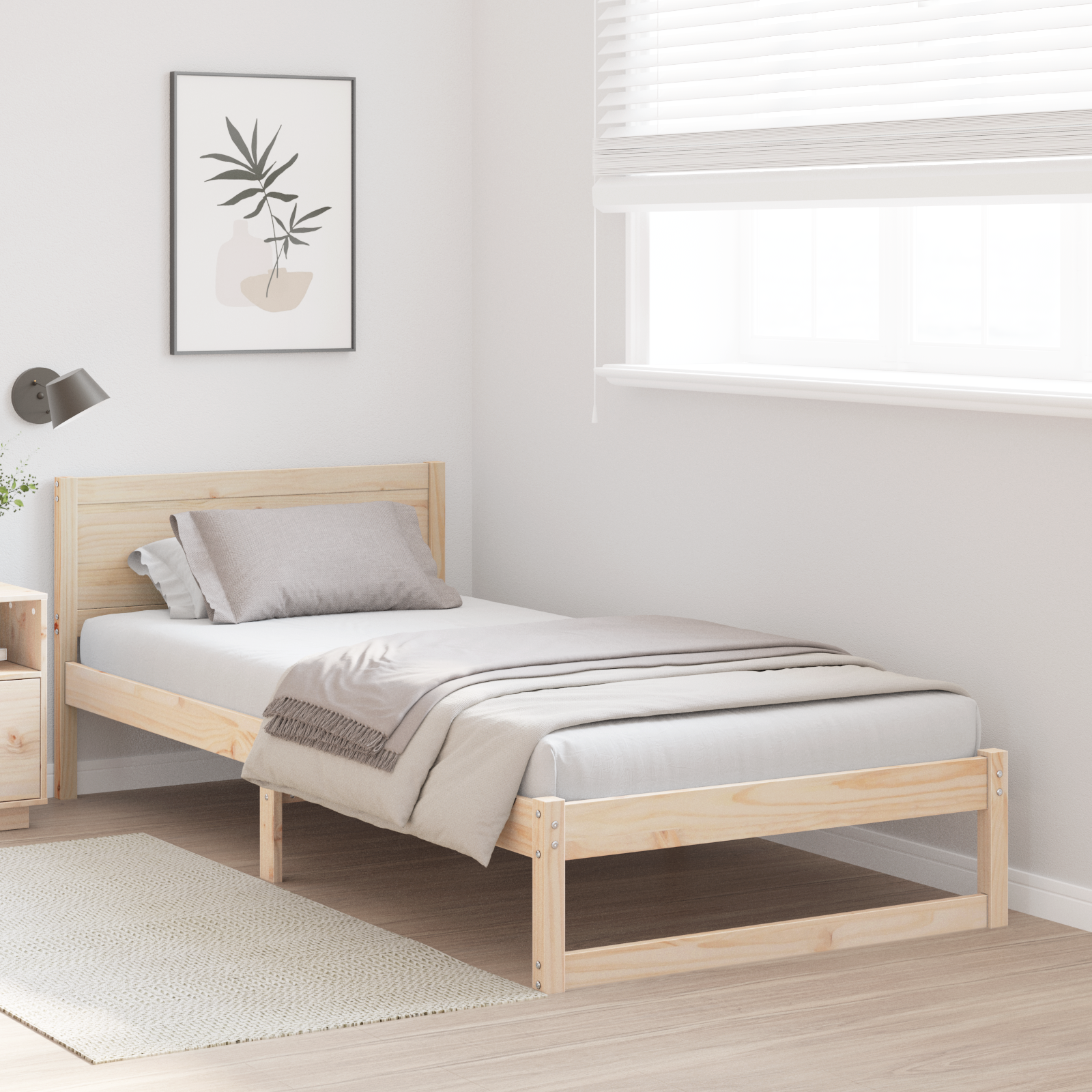 Bed Frame Natural Solid pine wood 90 x 200 cm Durable - Image 5