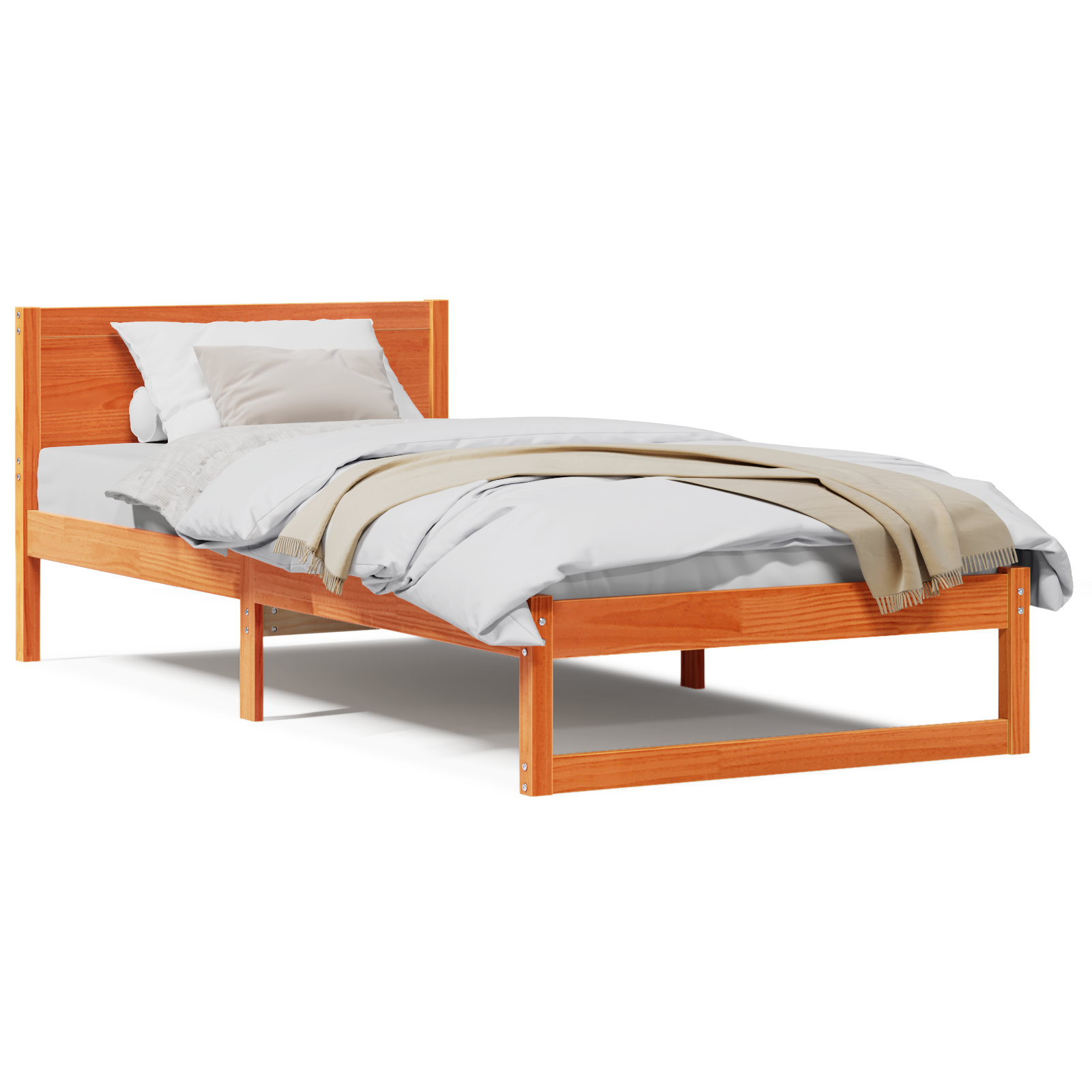 Bed Frame Wax brown Solid wood 90 x 200 cm Sturdy - Image 4
