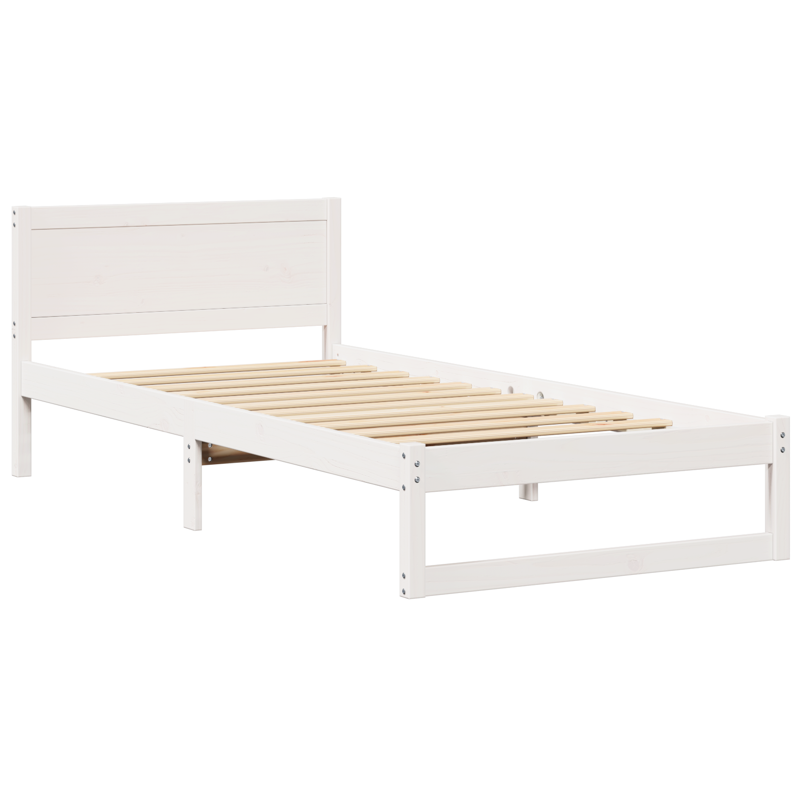 Bed Frame White Wood 90 x 190 cm Bed Frame Rectangular - Image 3