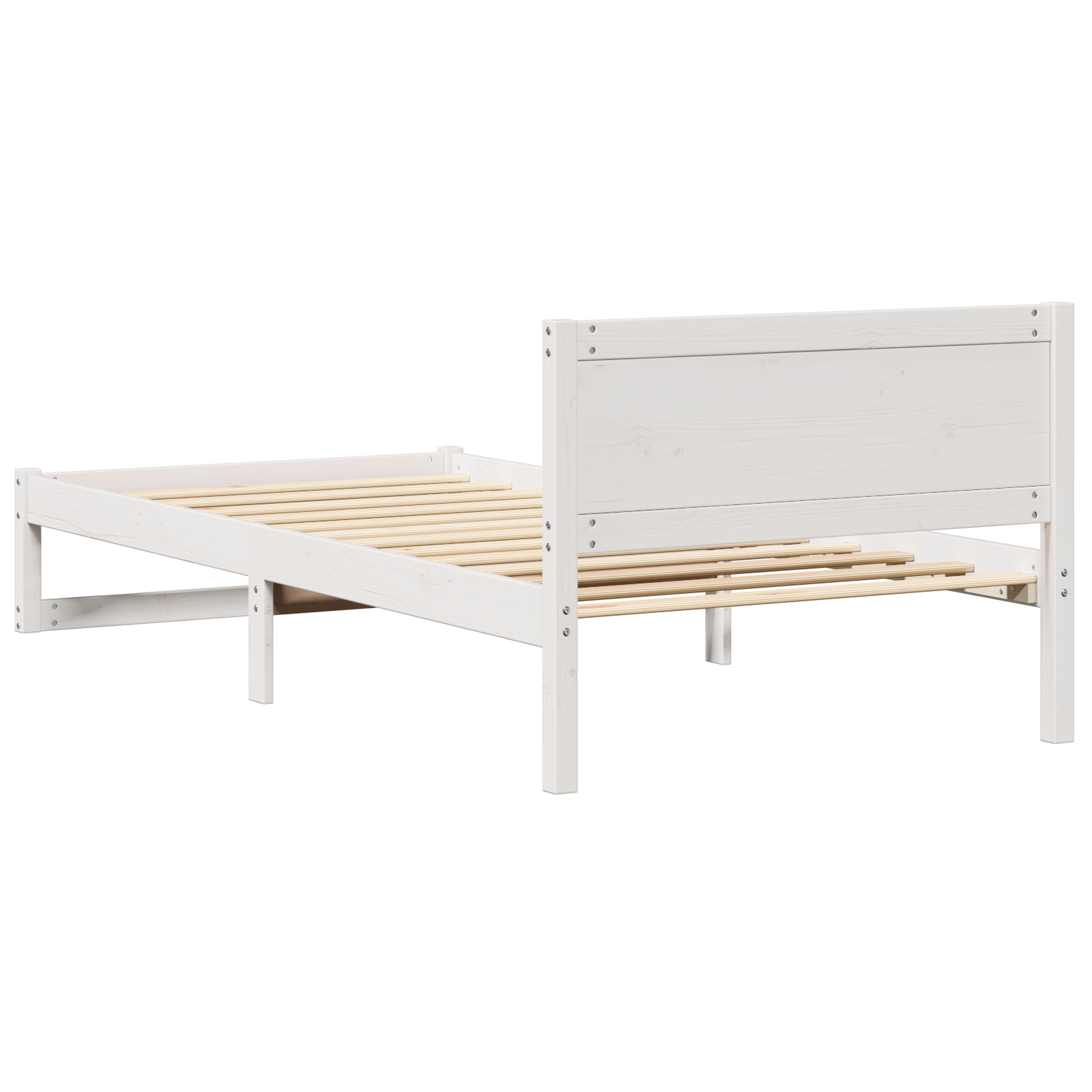 Bed Frame White Wood 90 x 190 cm Bed Frame Rectangular - Image 8