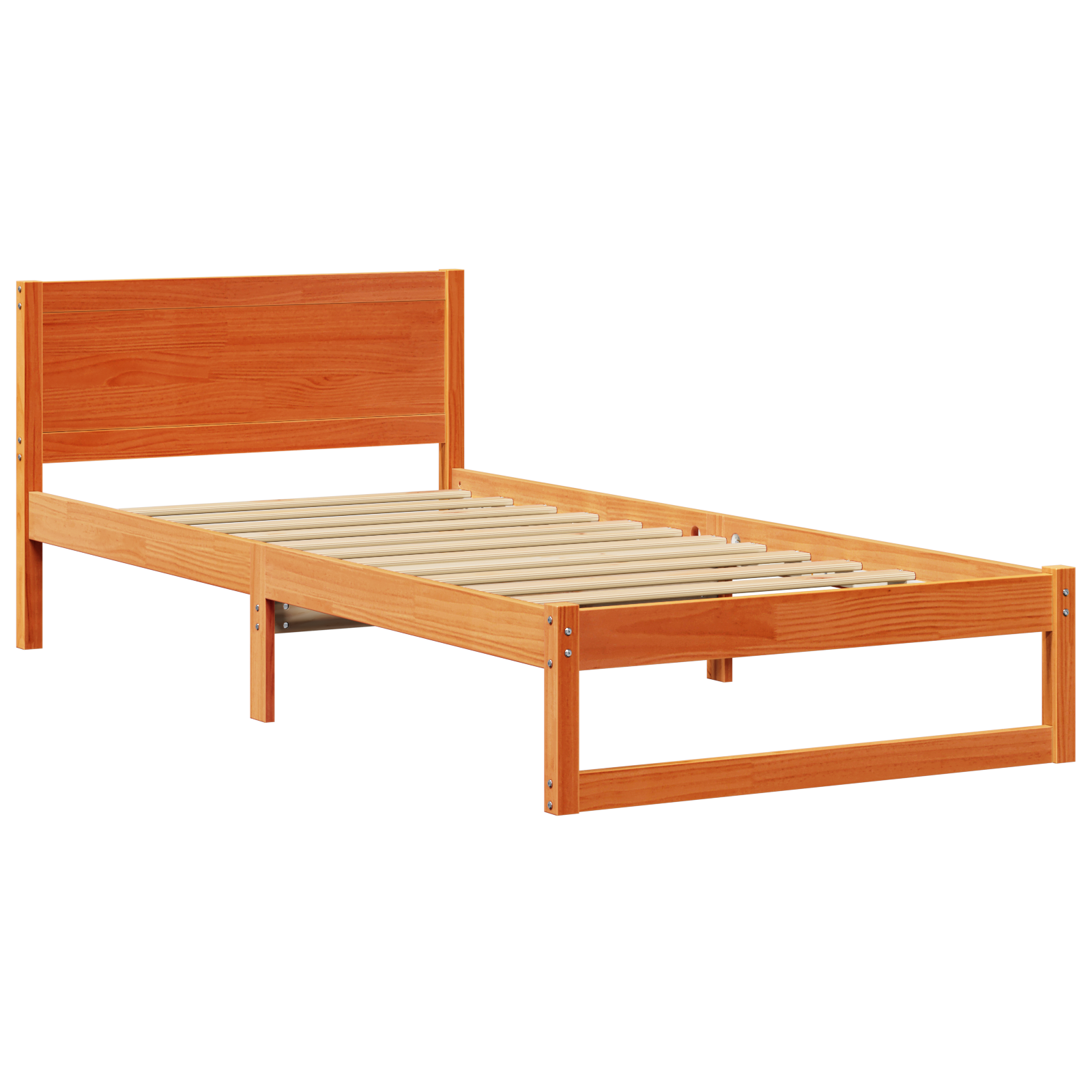 Bed Frame Wax brown Solid wood Single Bed Frame Rectangular - Image 3