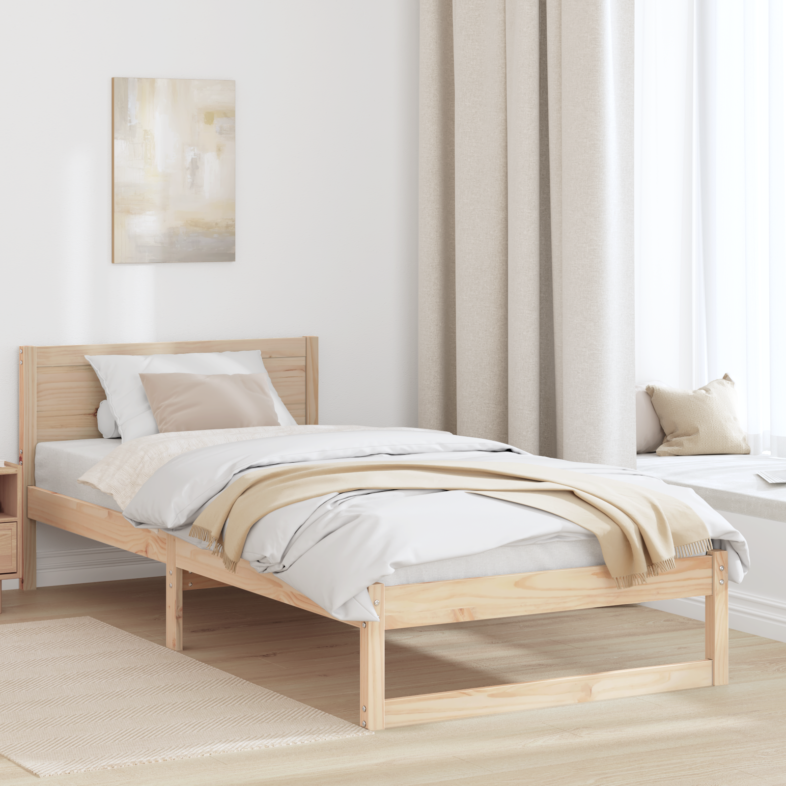 Bedframe met Hoofdbord 75×190 cm Massief Hout