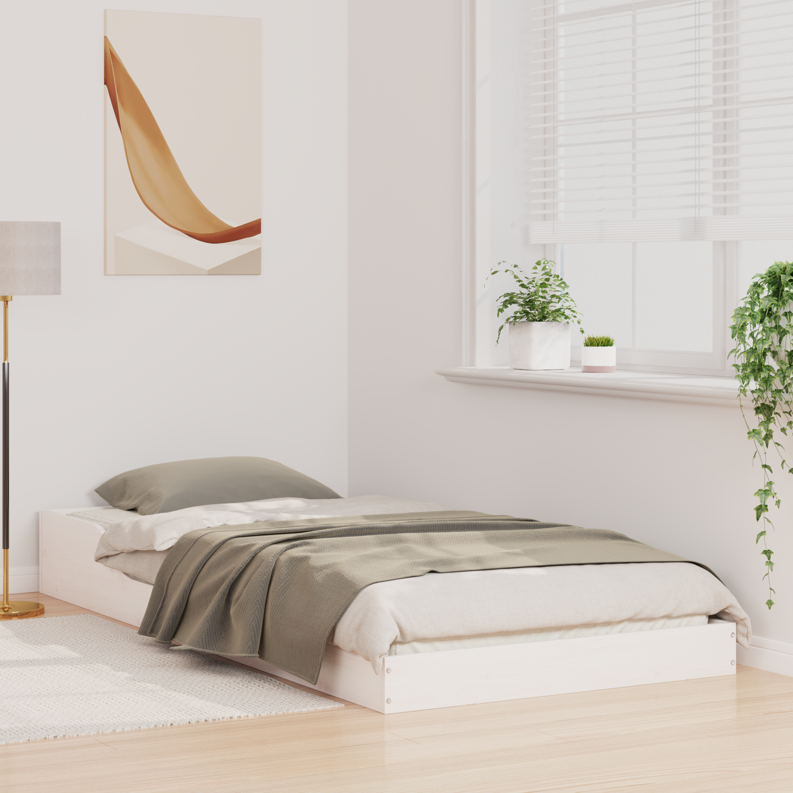 Bedframe Wit 90 x 190 cm Massief grenenhout