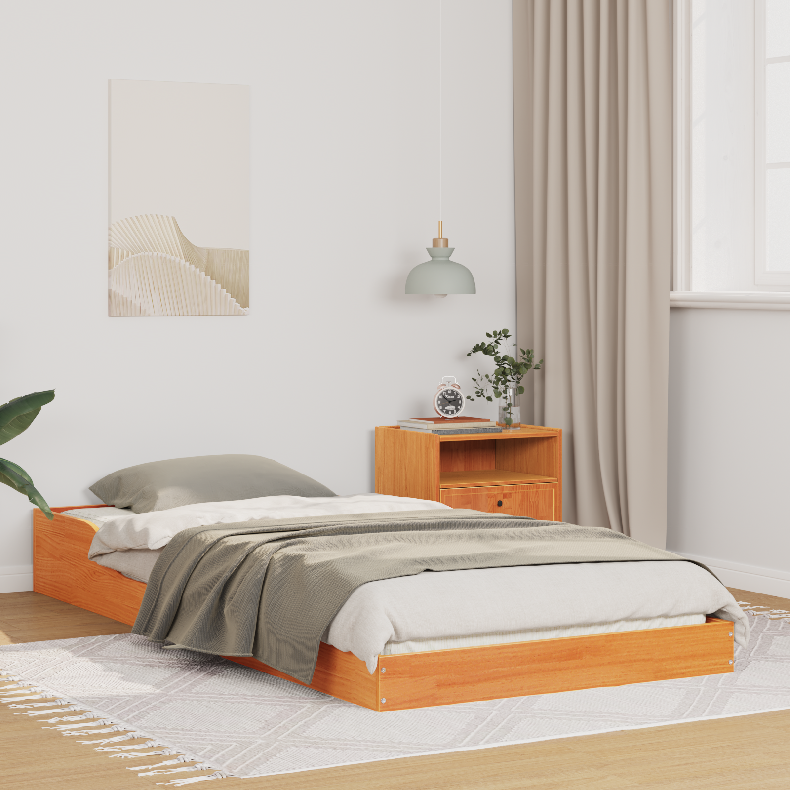 Bedframe Wasbruin 90 x 220 cm Massief grenenhout