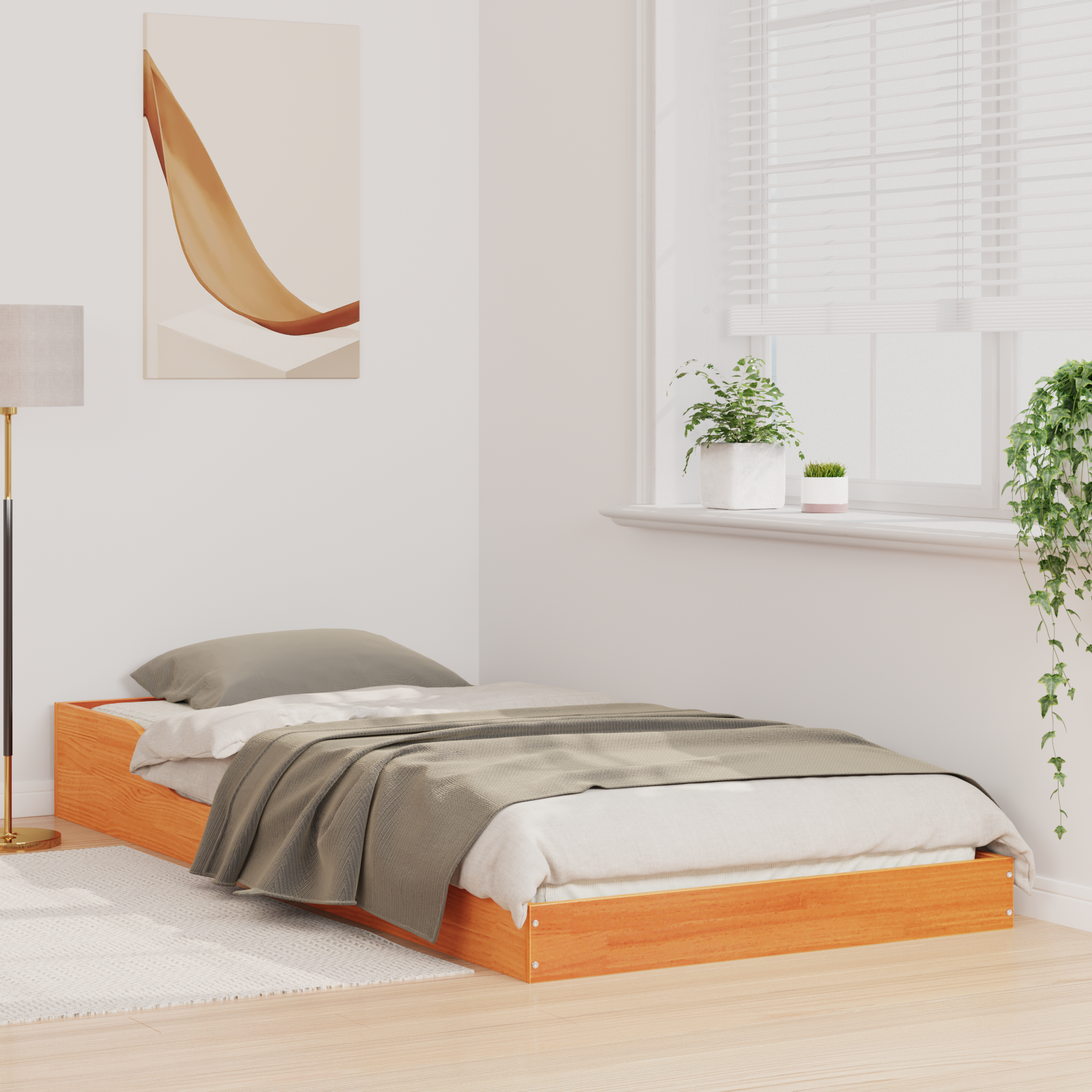 Bedframe Wasbruin 90 x 220 cm Massief grenenhout