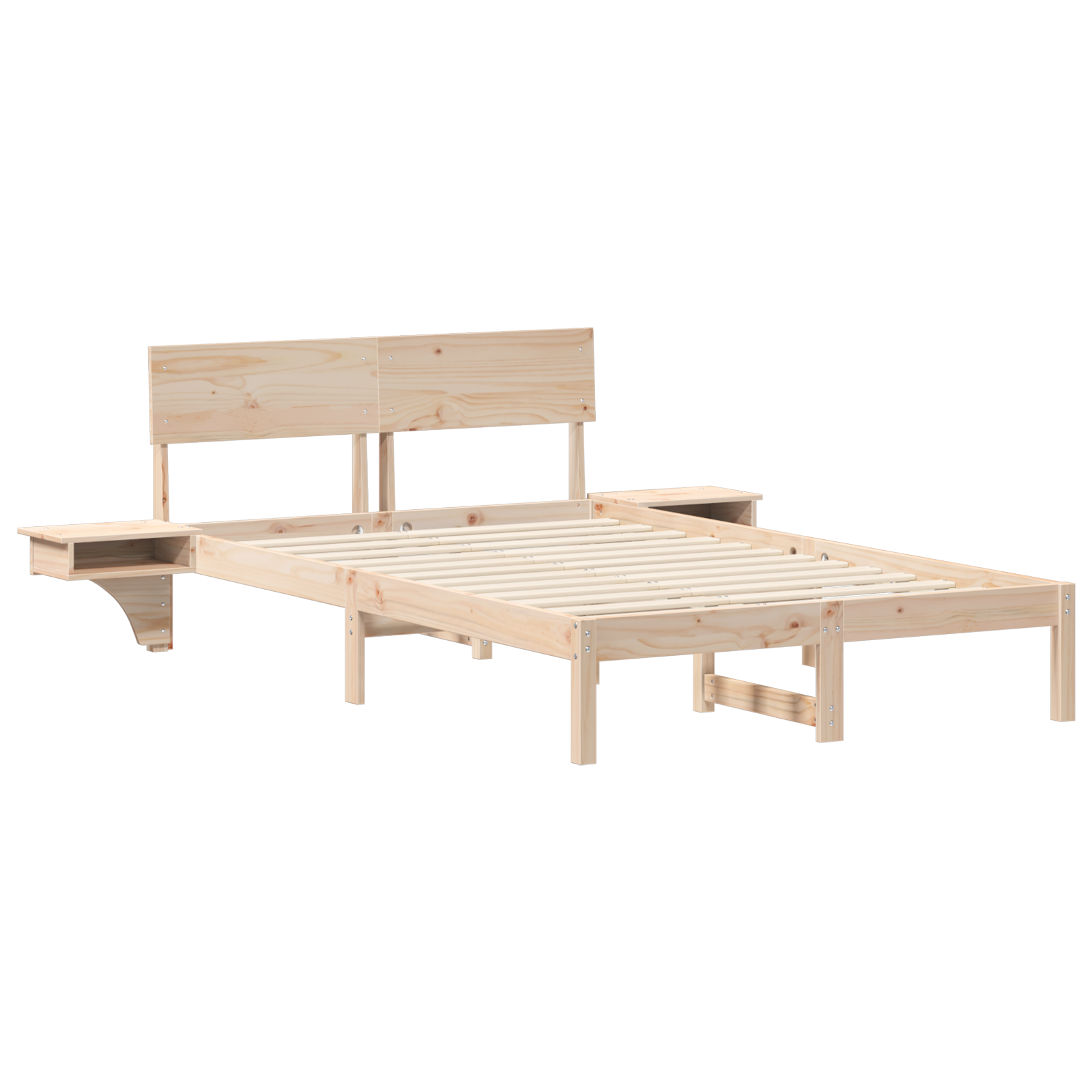 Bedframe met hoofdeinde Bruin 140 x 190 cm Massief grenenhout