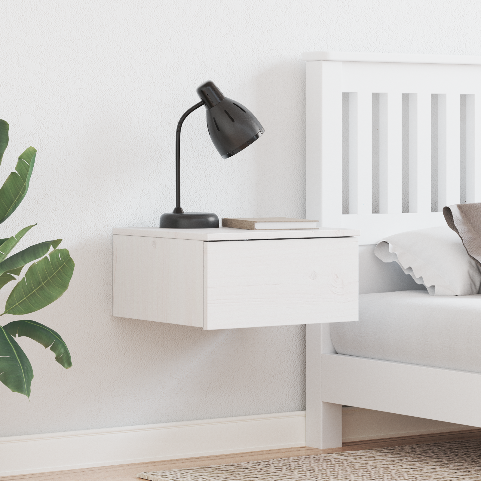 vidaXL Noptieră cu sertar Alb 37 x 35 x 18.5 cm Lemn masiv de pin