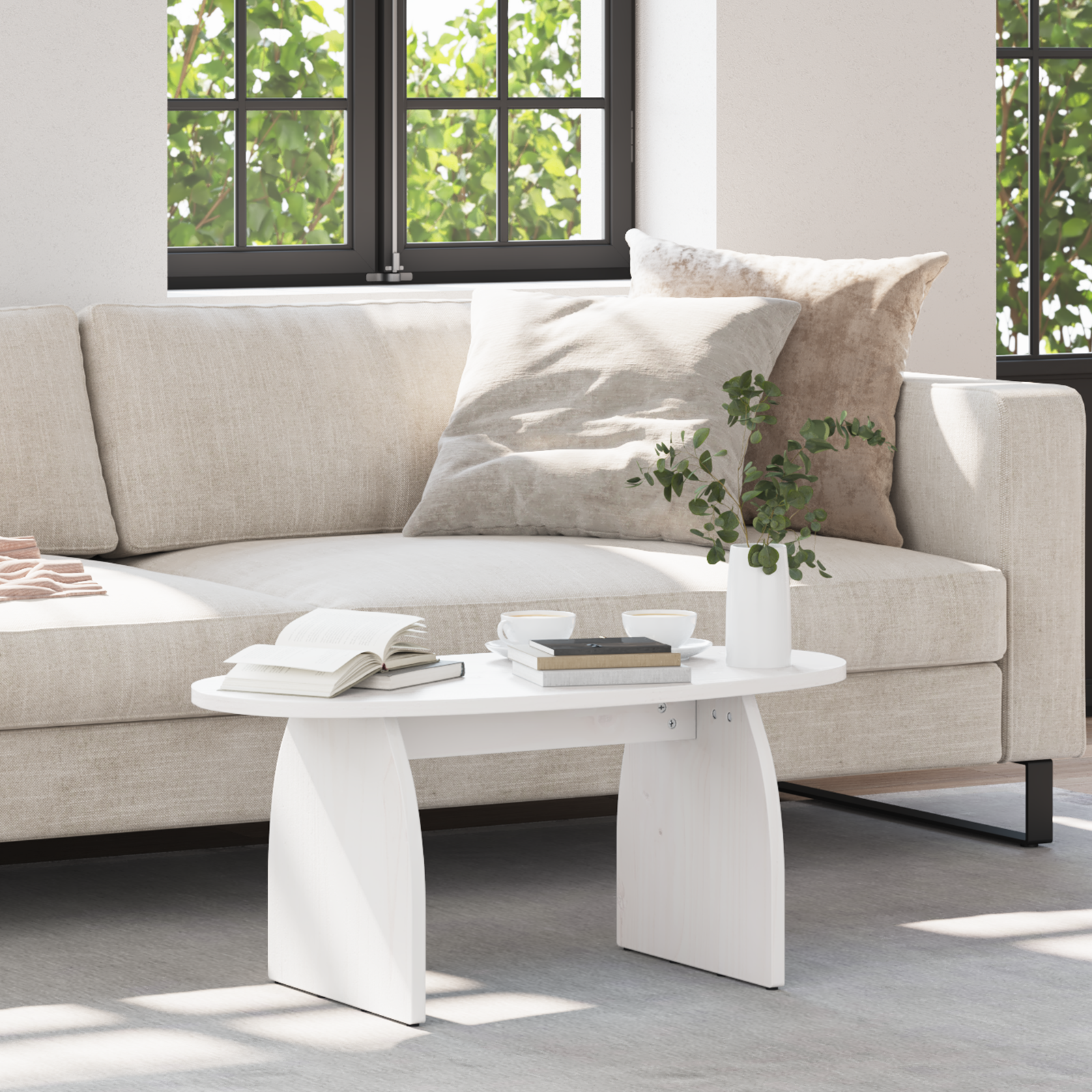 Salontafel Wit 80 x 40 x 35 cm Massief grenenhout
