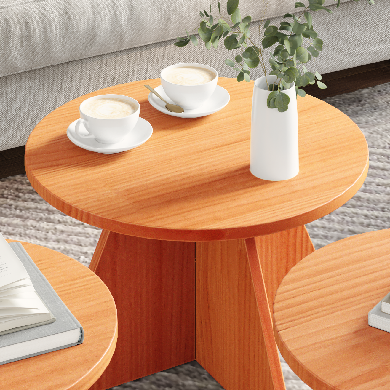 Salontafel 3 pcs Wasbruin 49 x 49 x 30 cm Massief grenenhout