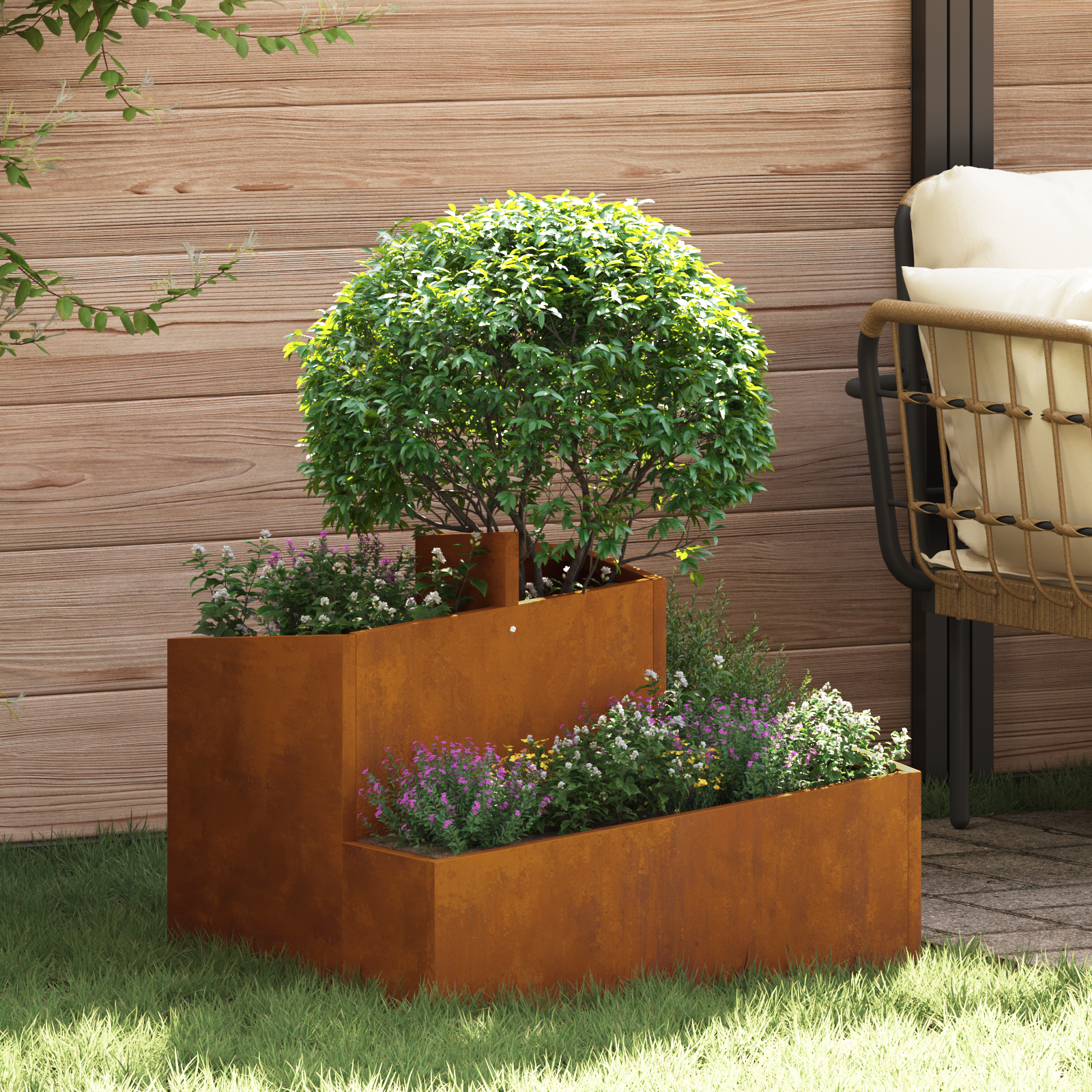 Pots & Planters Corten Steel Medium Durable Metal Planter