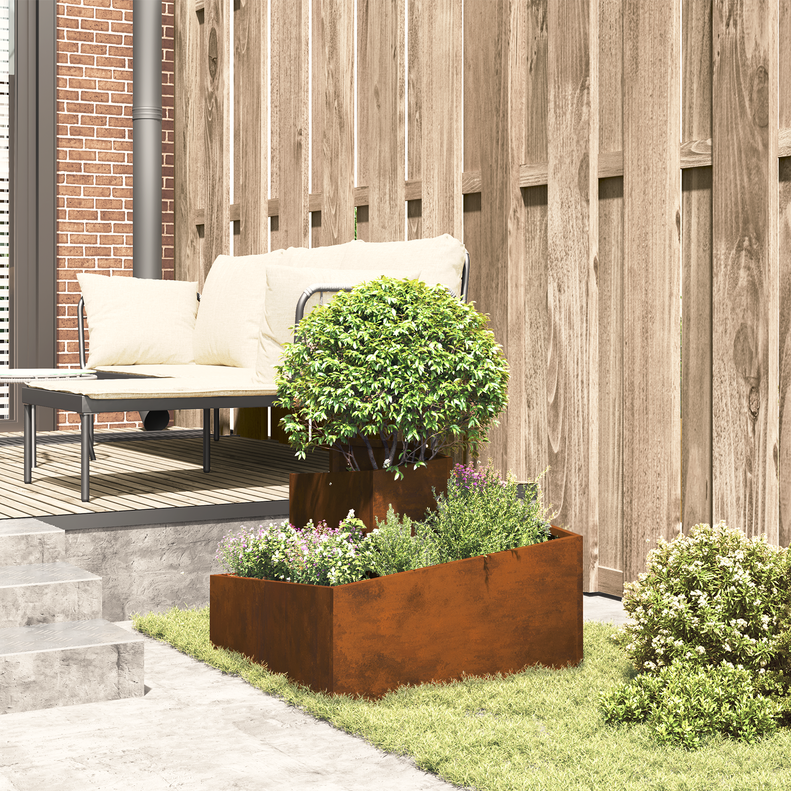 Pots & Planters Corten Steel Medium Durable Metal Planter - Image 4
