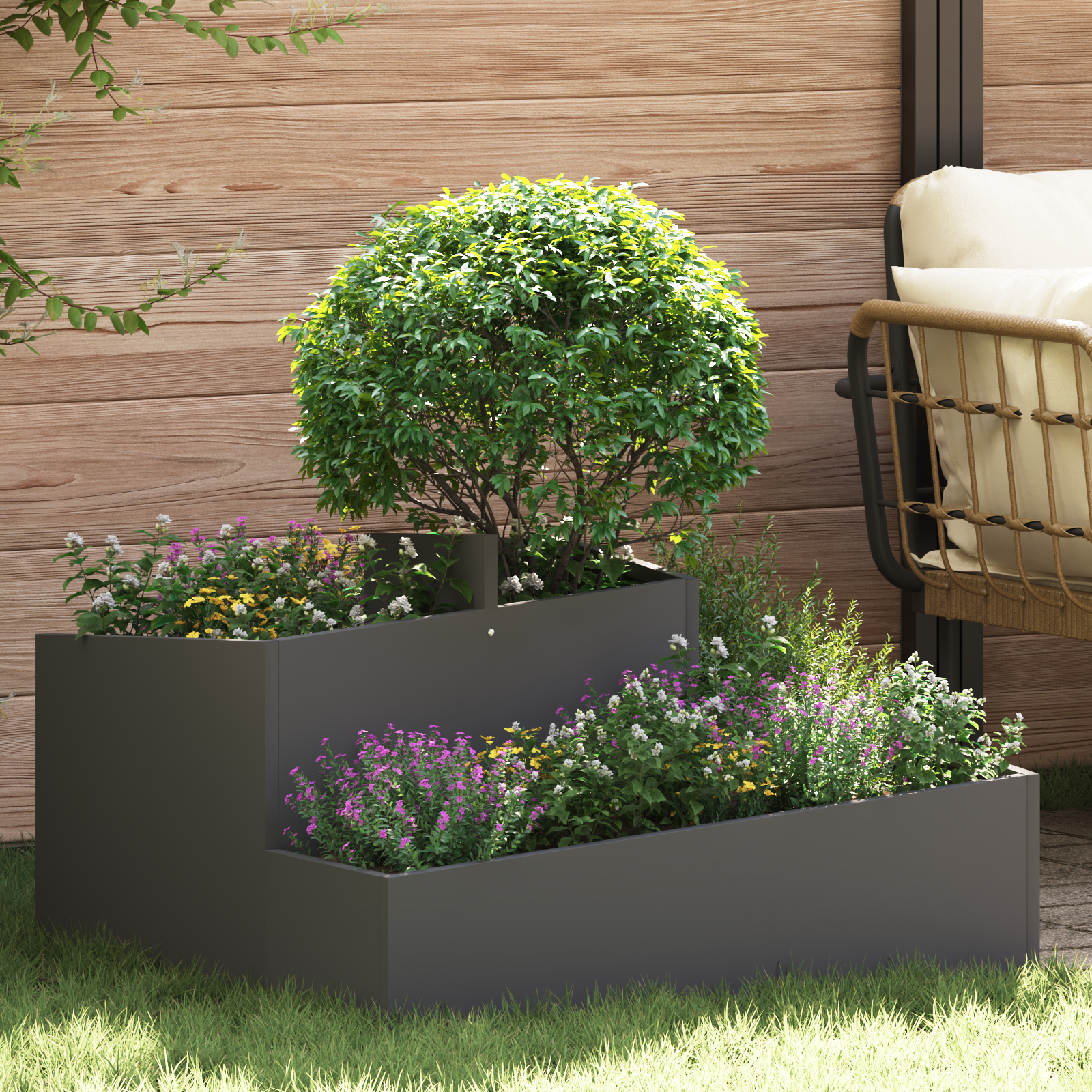Planter Black 80x80x50 cm Cold-rolled Steel