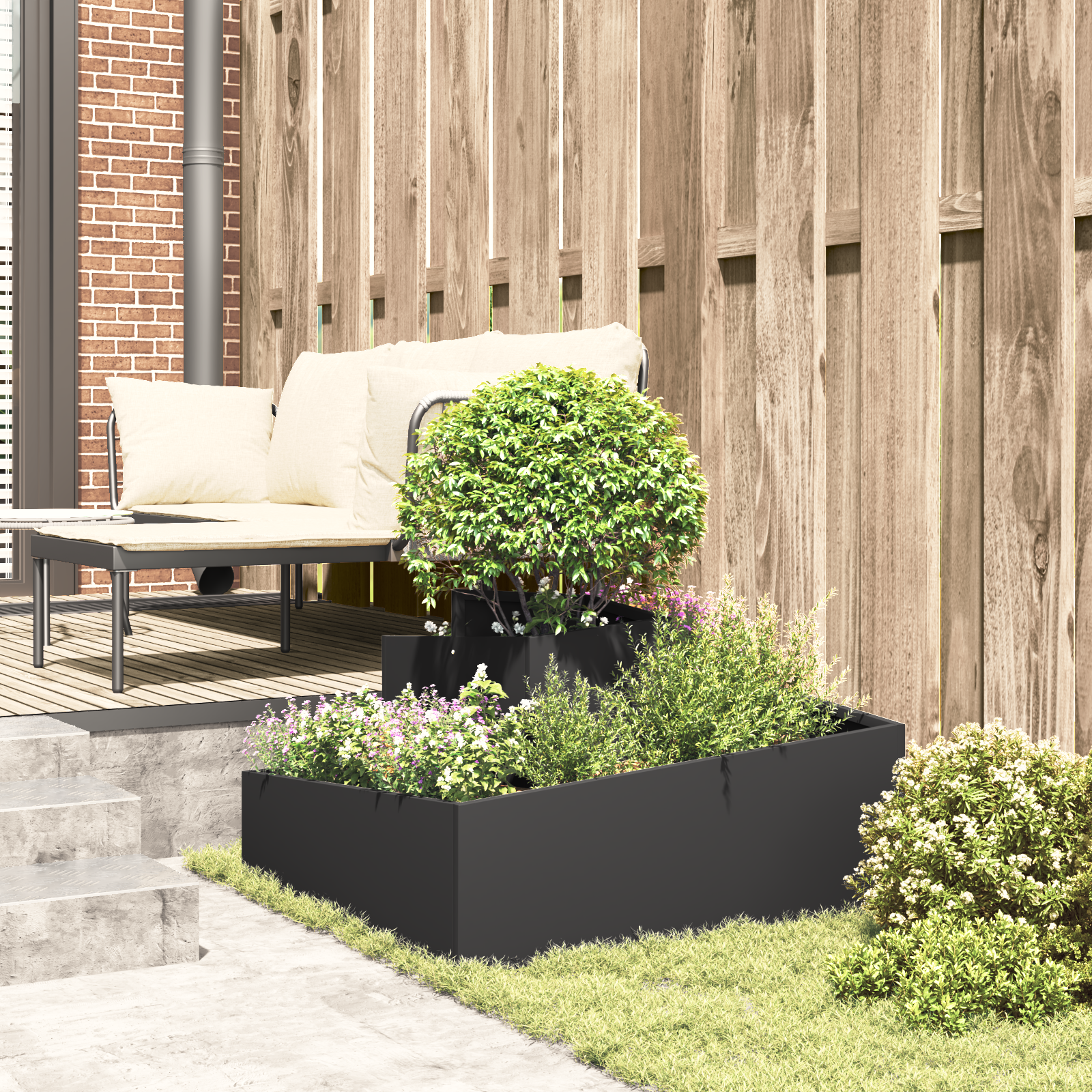 Planter Black 80x80x50 cm Cold-rolled Steel - Image 4