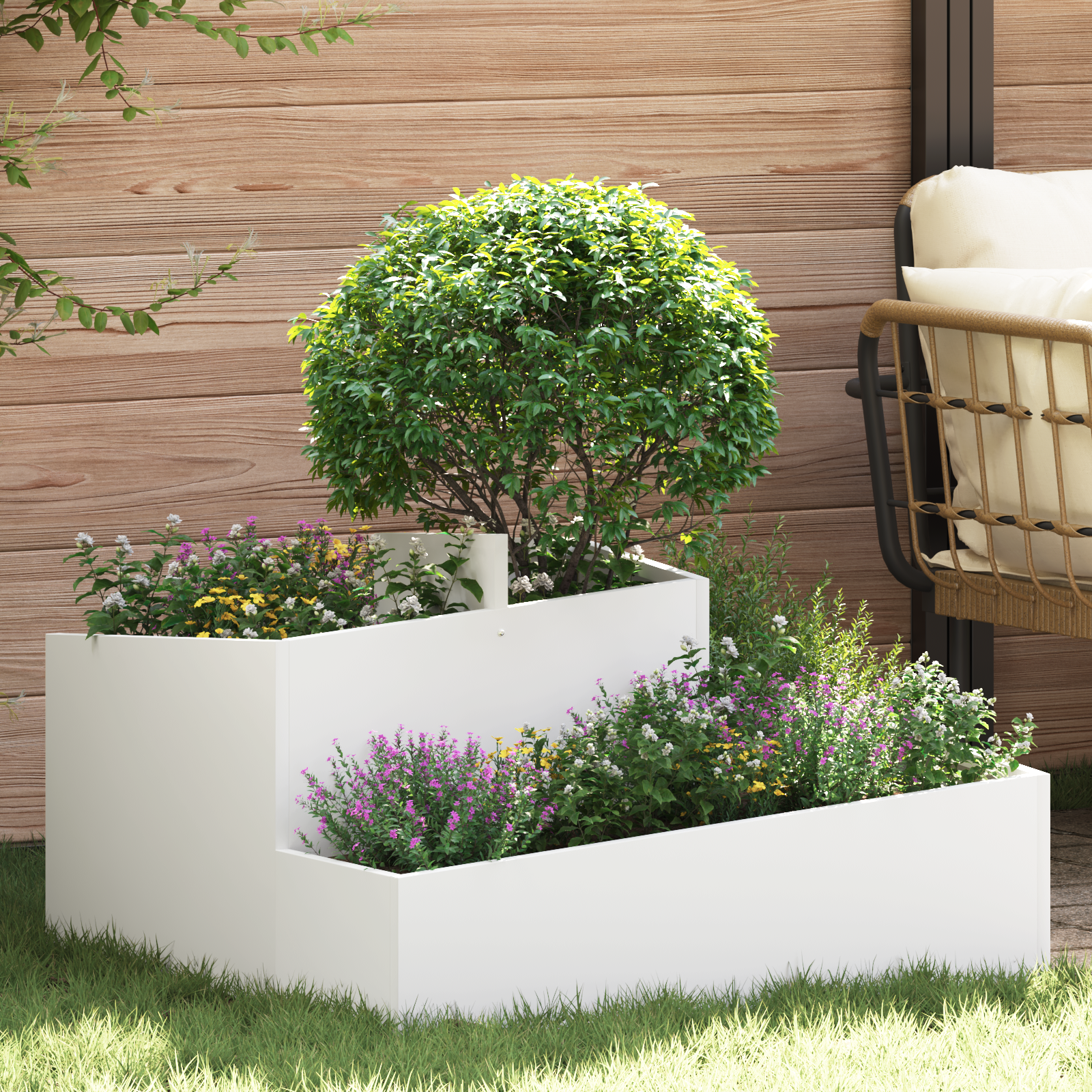 Planter Wit 80x80x50 cm Koudgewalst Staal