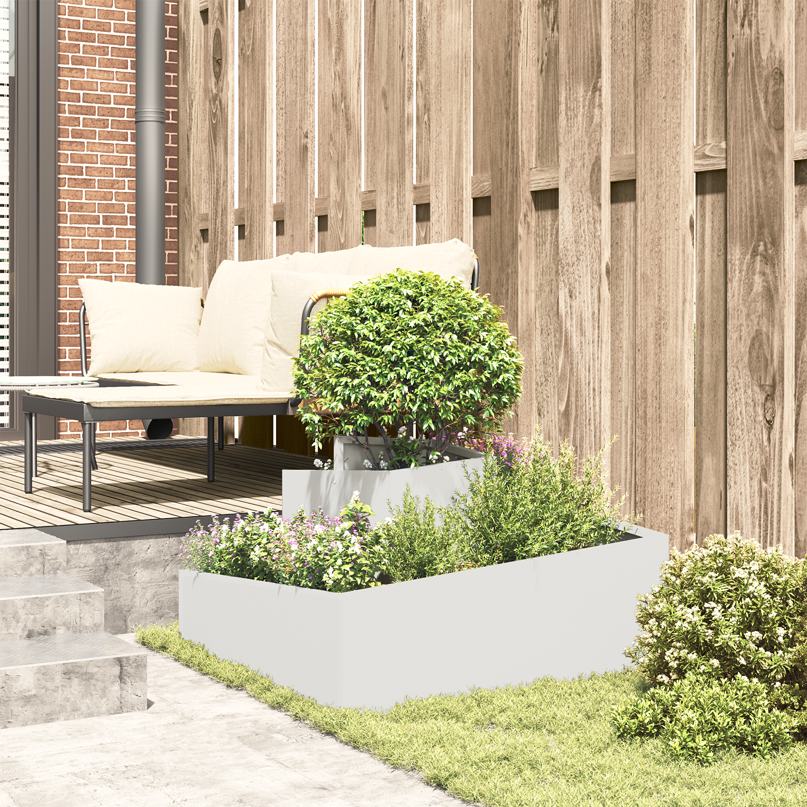 Planter White 80x80x50 cm Cold-rolled Steel - Image 4
