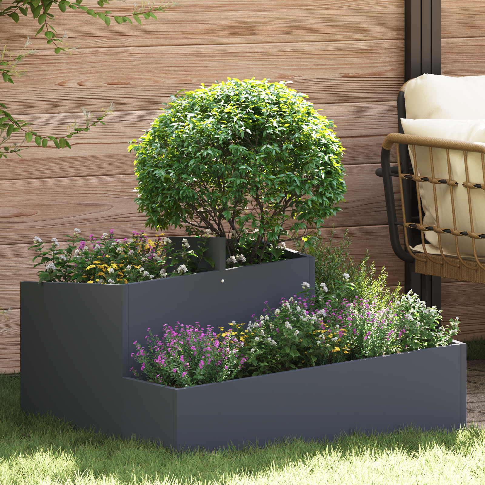 Planter Anthracite 80x80x50 cm Cold-rolled Steel