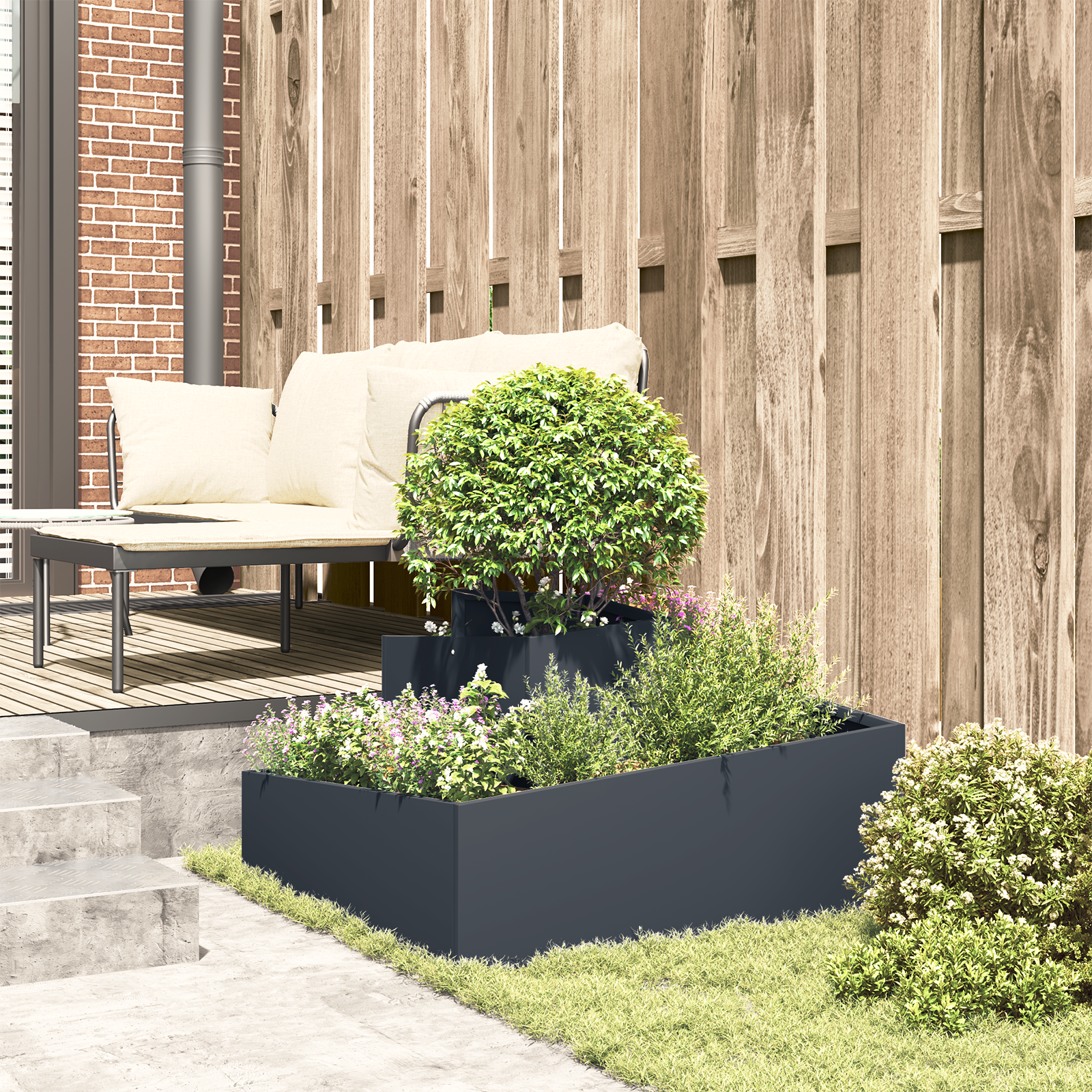 Planter Anthracite 80x80x50 cm Cold-rolled Steel - Image 4