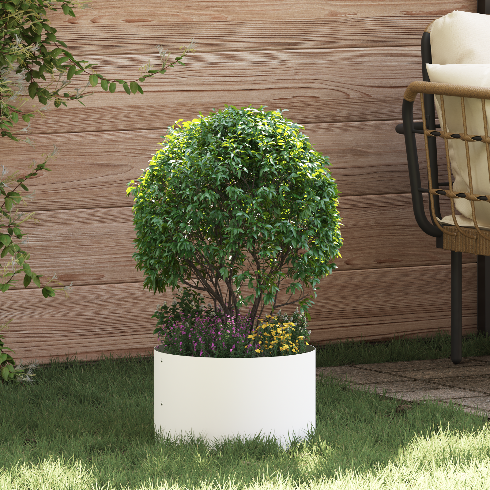 Witte Metalen Pot Wit Metaal Gemiddeld Decoratieve Inzetstukken