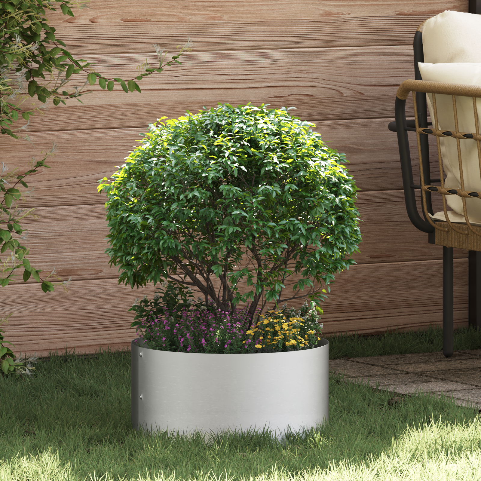 Roestvrijstalen Plantenbak Set Roestvrijstaal 40 cm diameter Stevig