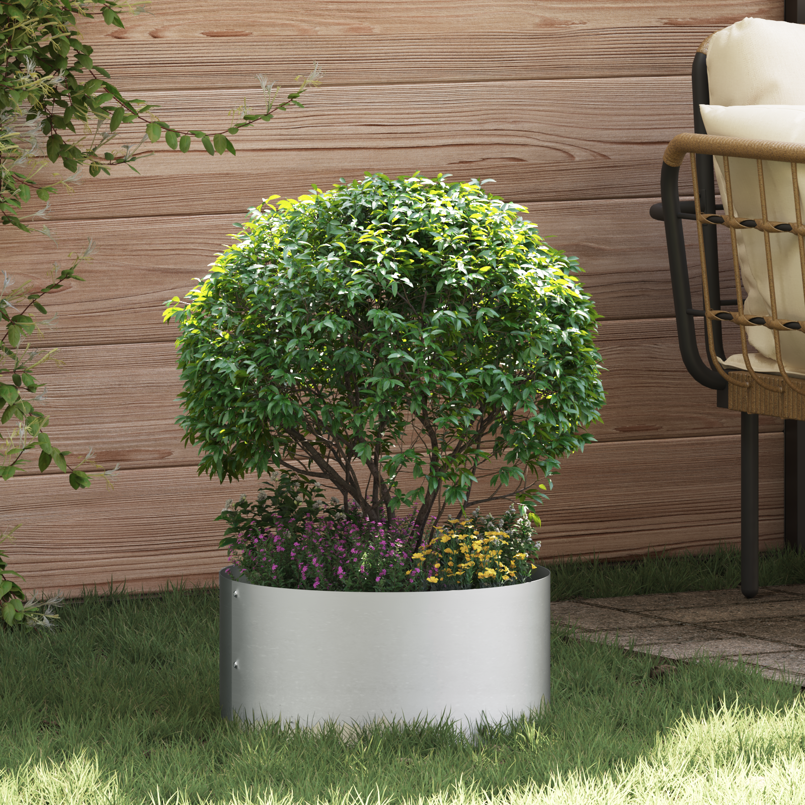 Grey Metal Pot Galvanised Metal Small Decorative Inlays